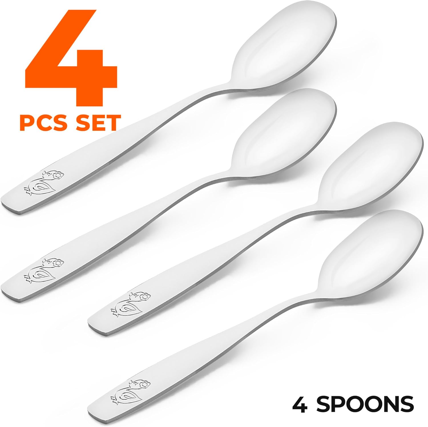 4-Piece Toddler Utensils - Child and Toddler Silverware Set for Self Feeding - Smooth Edged Kids Silverware Stainless Steel, Mirror Polished, Dishwasher Safe (4 Spoons) - Image 2