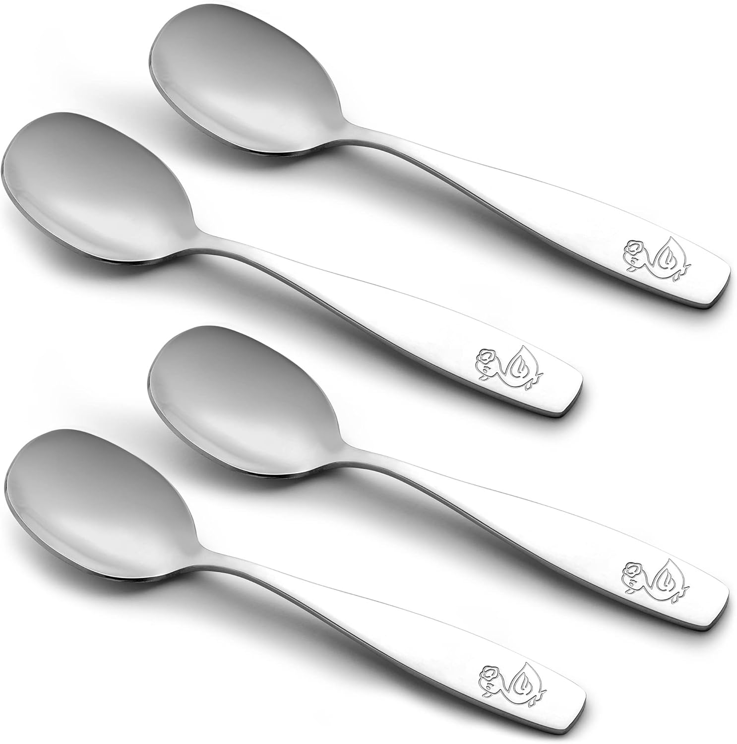 4-Piece Toddler Utensils - Child and Toddler Silverware Set for Self Feeding - Smooth Edged Kids Silverware Stainless Steel, Mirror Polished, Dishwasher Safe (4 Spoons) - Image 7
