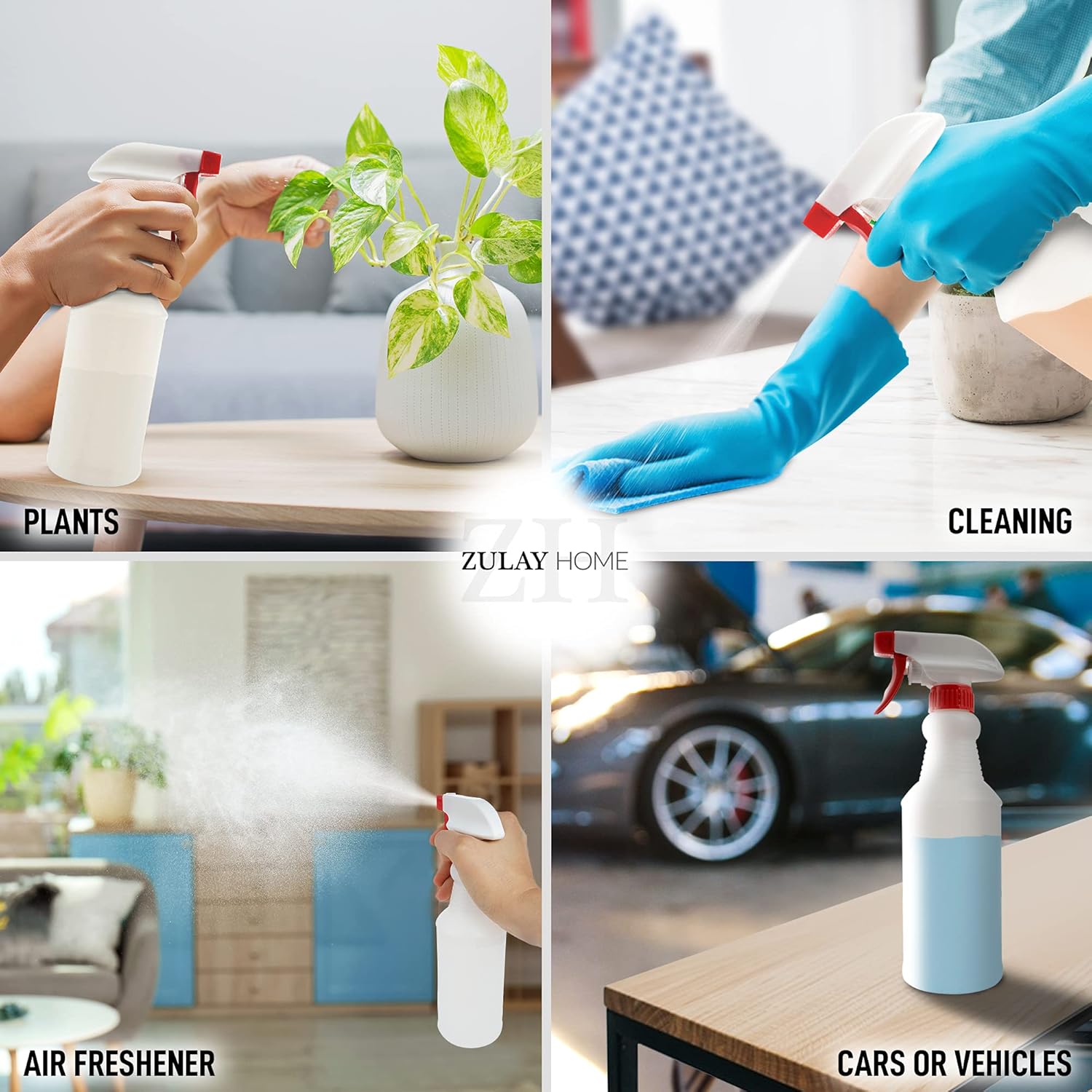 24 oz Spray Bottle - Heavy Duty Cleaning Spray Bottles For Cleaning Solutions - Leakproof Cleaning Spray Bottle Set with Adjustable Nozzle & Spring Loaded Trigger (2 Pack) - Image 5