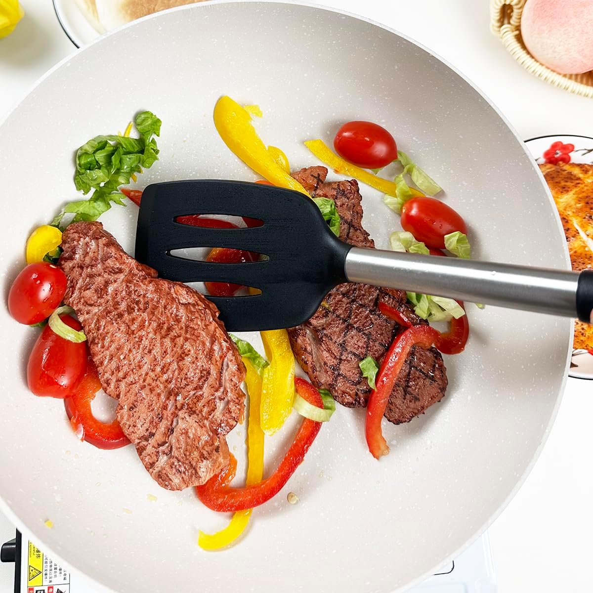3Pcs Silicone Spatula Set Heat Resistant Spatulas for Nonstick Cookware Fish Turner Plastic Spatulas Rubber Wok Spatula, Long Large Spatula Silicone Cooking Use Kitchen Utensils Set - Image 4