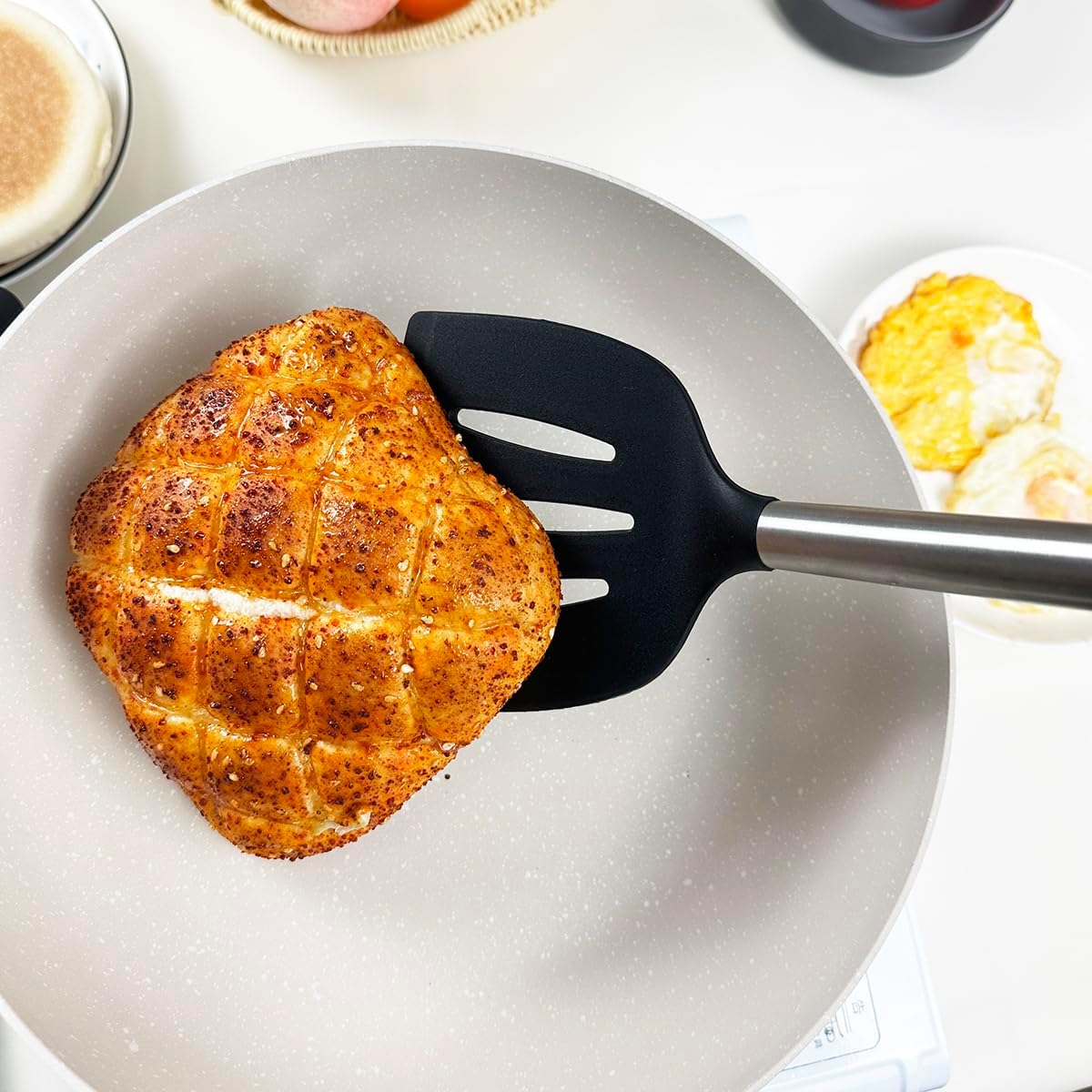 3Pcs Silicone Spatula Set Heat Resistant Spatulas for Nonstick Cookware Fish Turner Plastic Spatulas Rubber Wok Spatula, Long Large Spatula Silicone Cooking Use Kitchen Utensils Set - Image 5