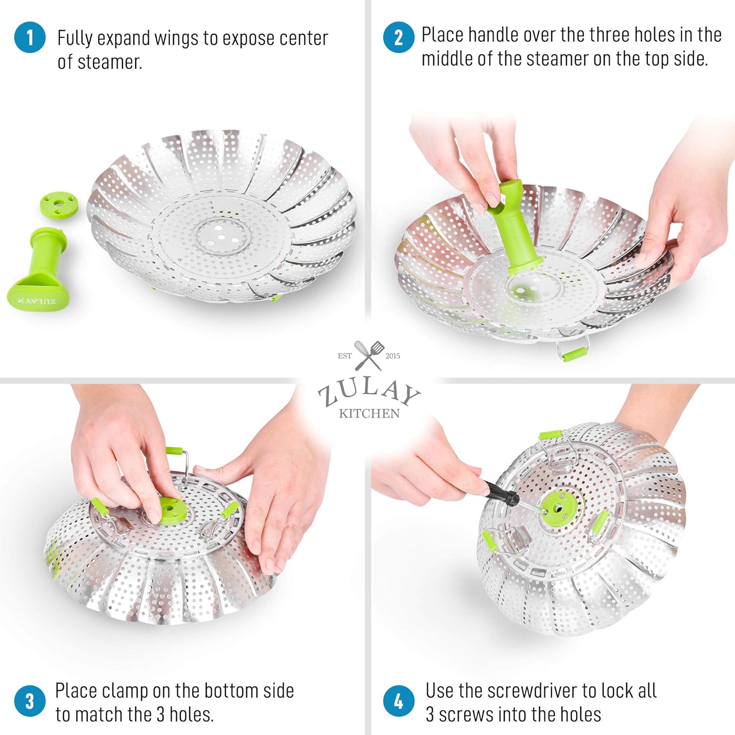 Zulay Adjustable Vegetable Steamer Baskets For Cooking - Foldable Steamer Basket (5.1