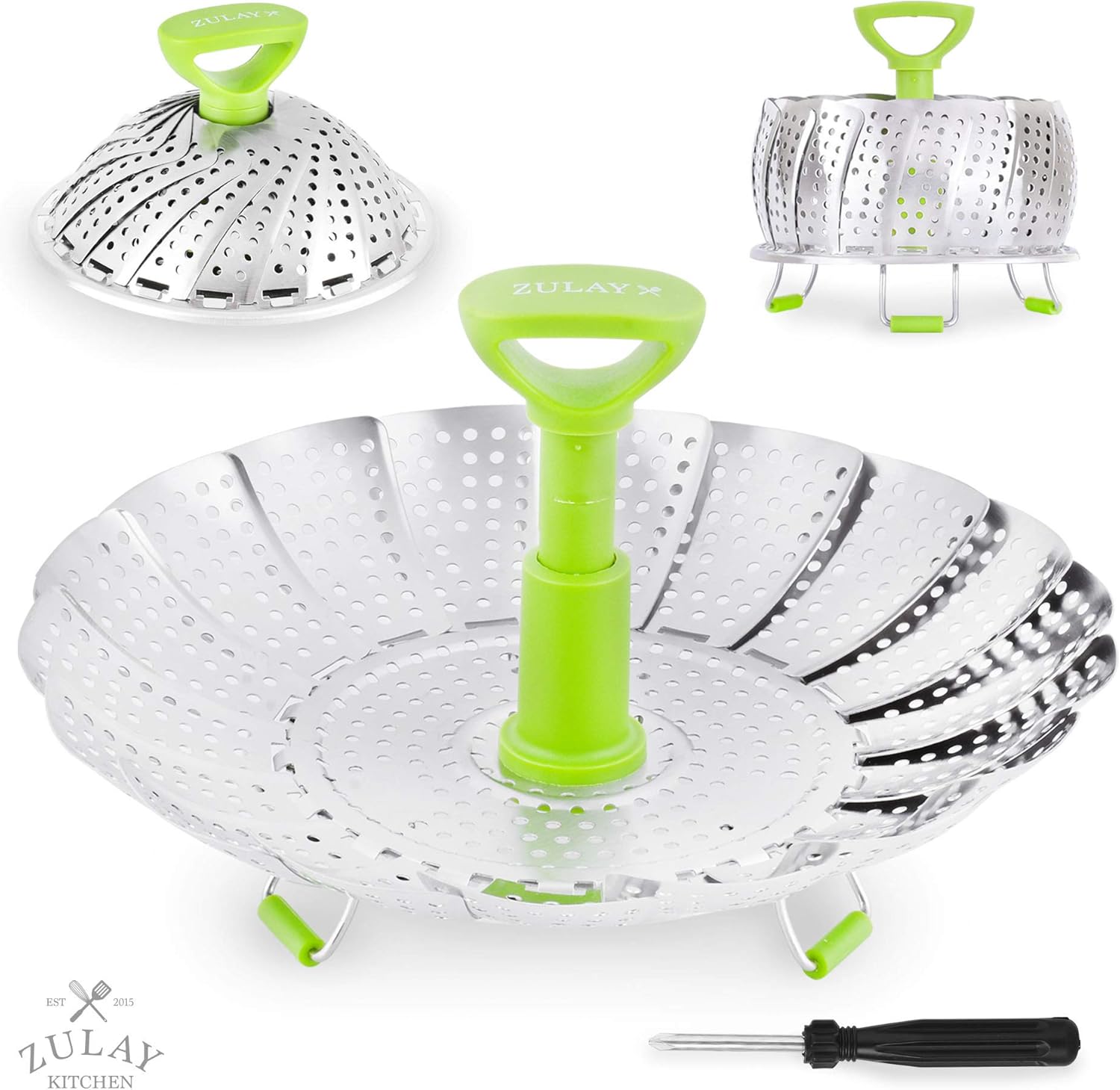 Zulay Adjustable Vegetable Steamer Baskets For Cooking - Foldable Steamer Basket (5.1