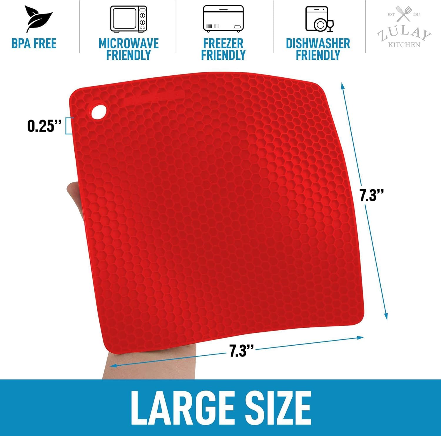 4 Pack Silicone Trivets - 7'x7' Silicone Pot Holders & Coasters - Non Slip, Heat Resistant Mat for Countertop & Table (Red) - Image 3