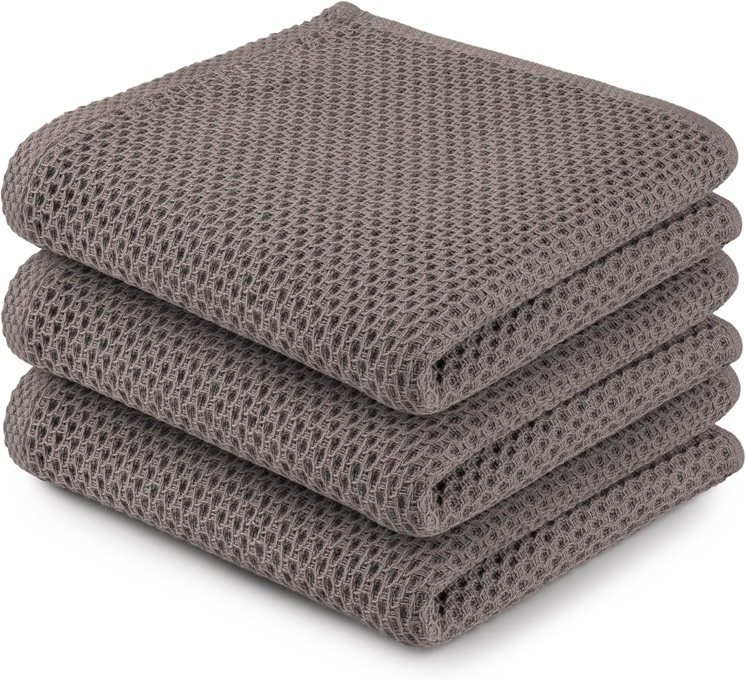 Zulay Waffle Weave Dish Towel - 13x28 3 Pack Light Grey - Image 1