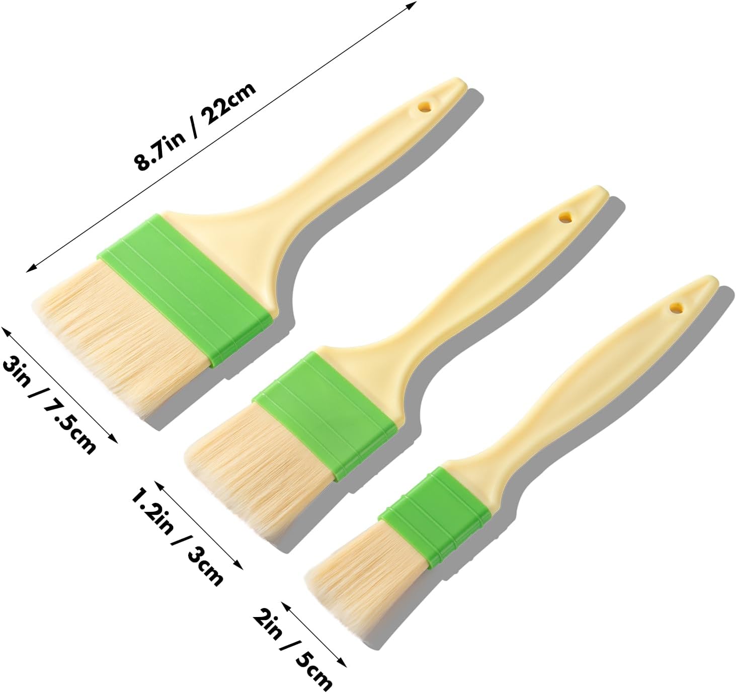 3 Pcs Basting Pastry Brush, Cooking Brush Set, Grill Brush, Food Brush For Baking, Perfect For Marinade, Sauce, Egg Wash, Butter, BBQ Brushes - Image 2