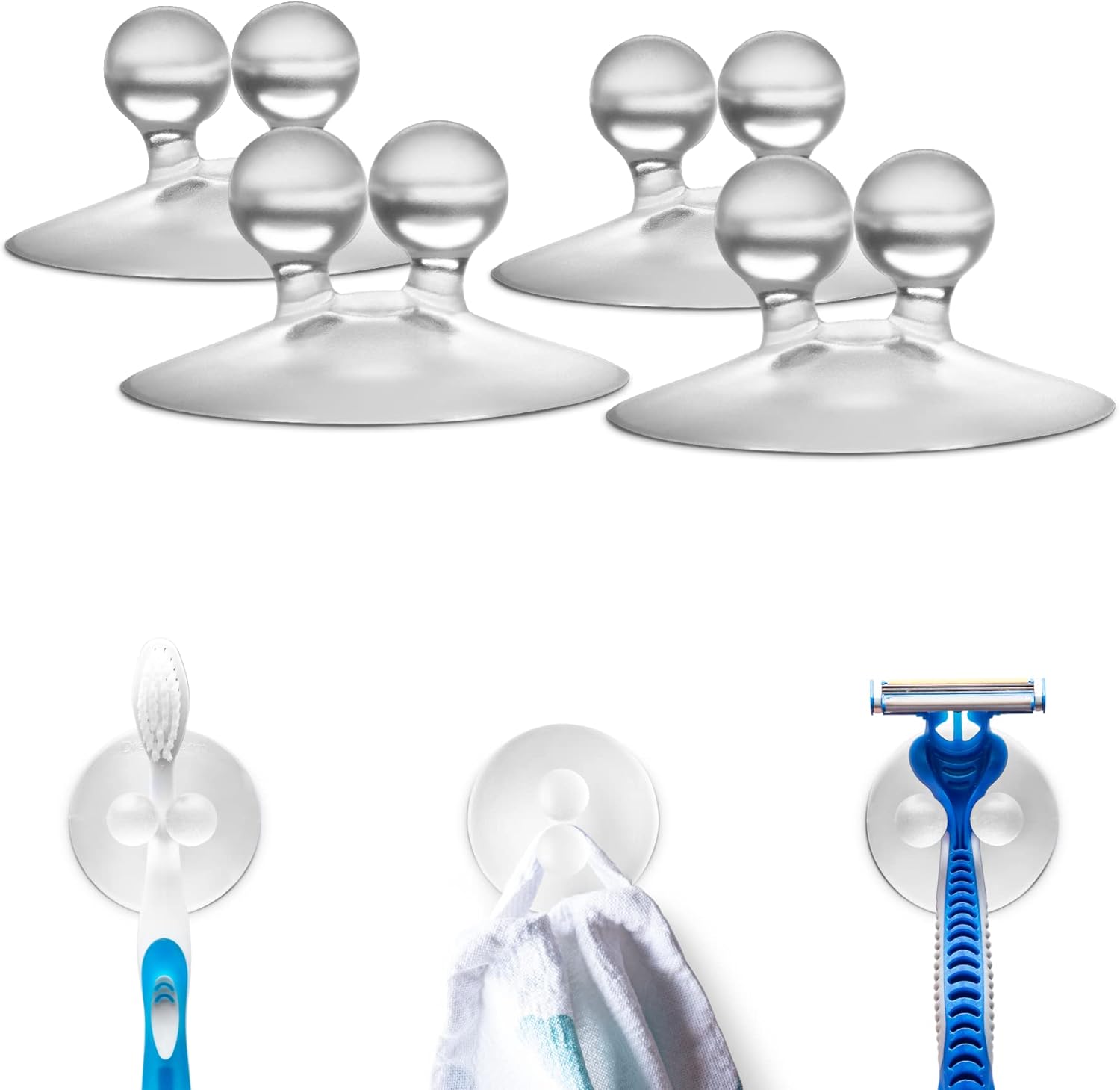 Jot Super Strong, Everyday, Multi-Purpose PVC Suction Hooks & Holders - Pack of 4, Clear - Image 1