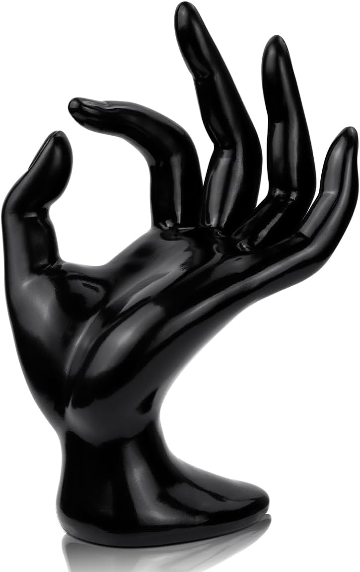 1 Pack Hand Form Ring Holder Mannequin Hand Jewelry Organizer Stand Watch Stand Bracelet Ring Support Aesthetic Rack (Black) - Image 1