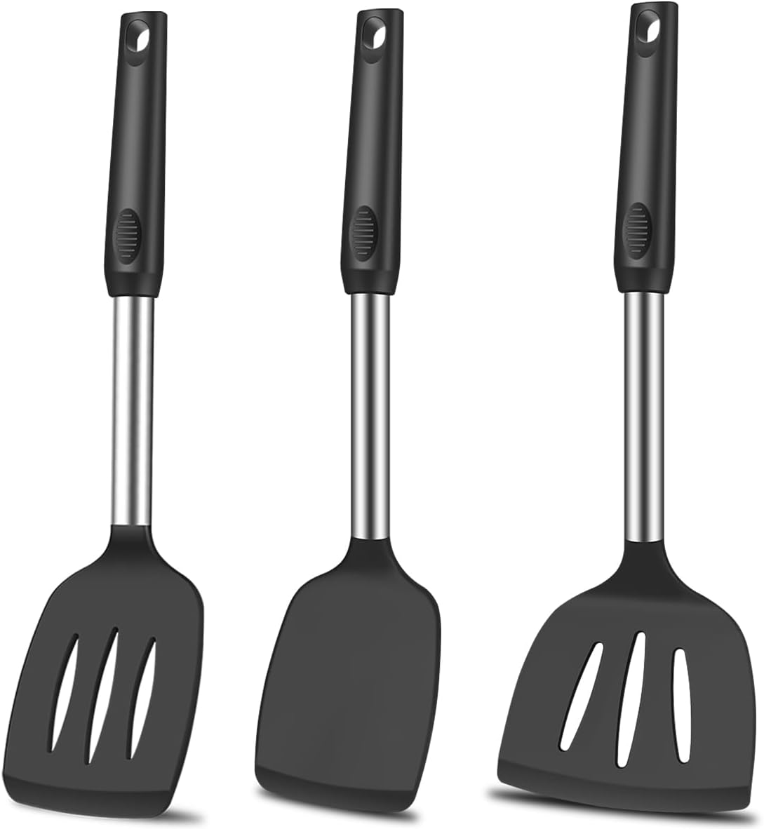 Spatula Set Silicone Heat Resistant for Nonstick Cookware Rubber Silicone Spatula Turner Fish, Large Nonstick Plastic Egg Wok Spatula for kitchen use Cooking Utensils Set - Image 1