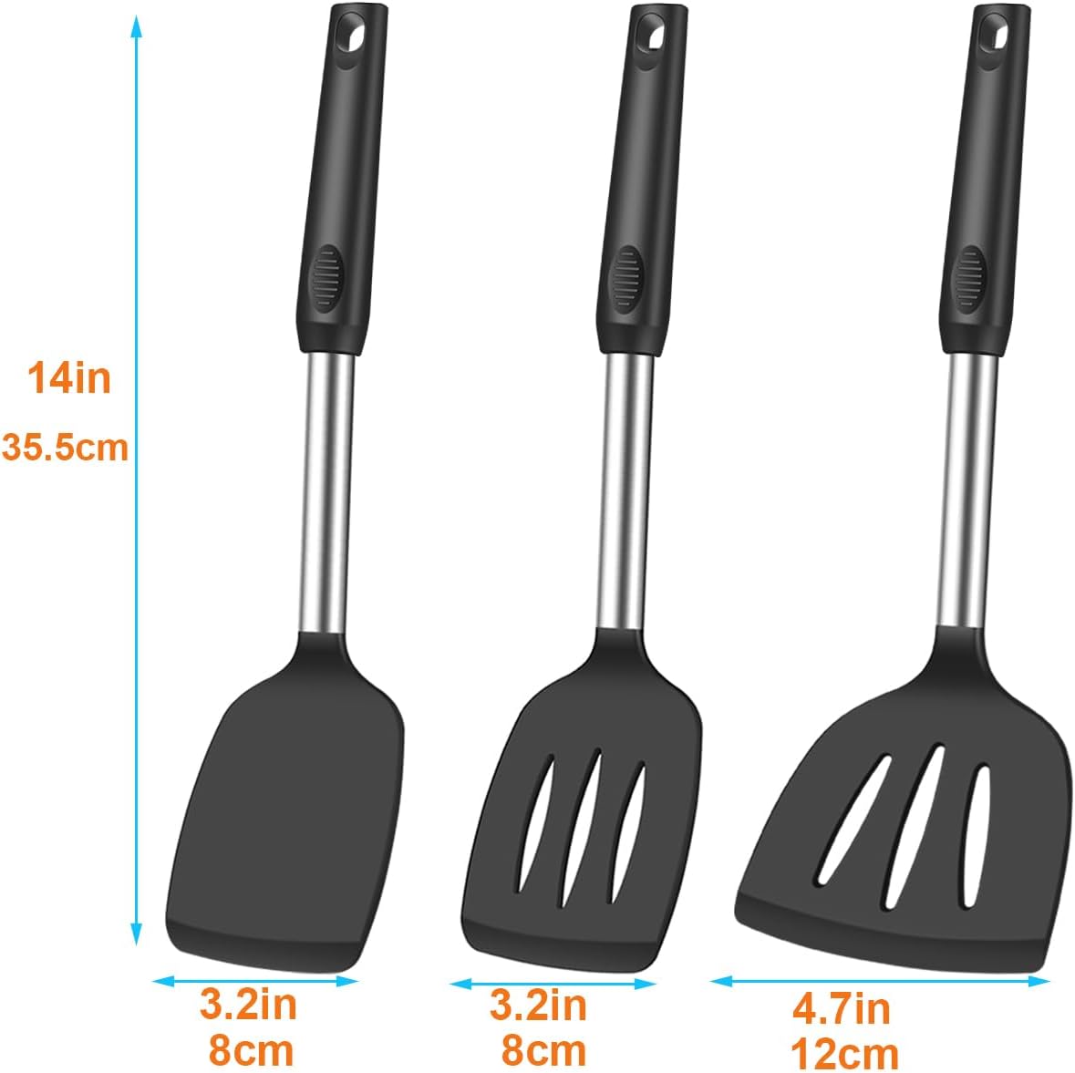 Spatula Set Silicone Heat Resistant for Nonstick Cookware Rubber Silicone Spatula Turner Fish, Large Nonstick Plastic Egg Wok Spatula for kitchen use Cooking Utensils Set - Image 7