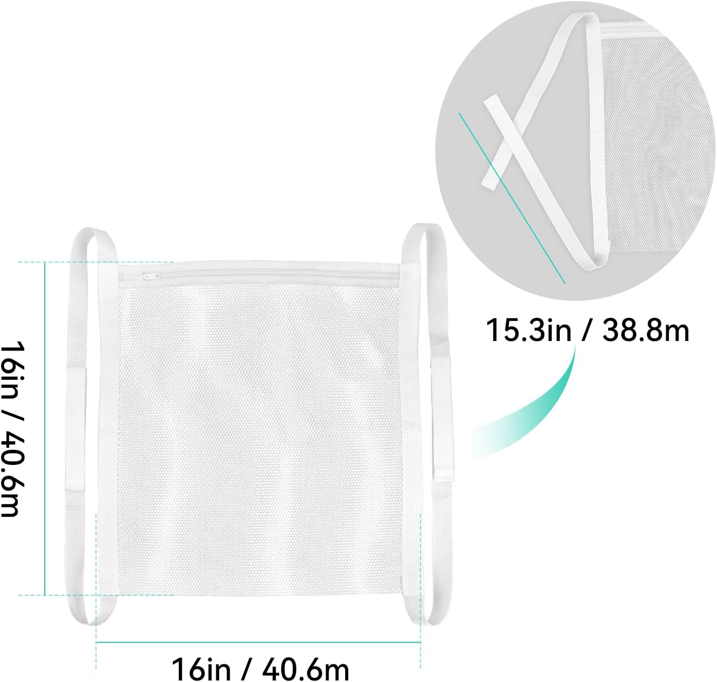 2 Pack Sneaker Dryer Bag 15.7x15.7 Inch Dry Net Bag for Dryer with Zipper and Strap for Shoes, White Large HoneyComber Mesh Bags for Washing Machine - Image 5