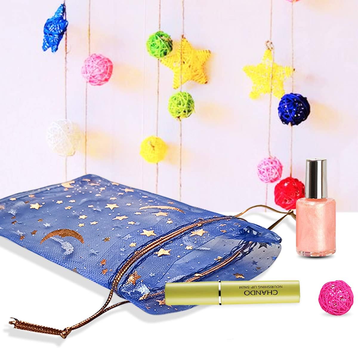 100Pcs Moon Star Organza Jewelry Candy Pouch, Gift Bags Pouches for Wedding Party Valentine's Day (Mixed Color, 3.5 x 4.7 inch) - Image 7