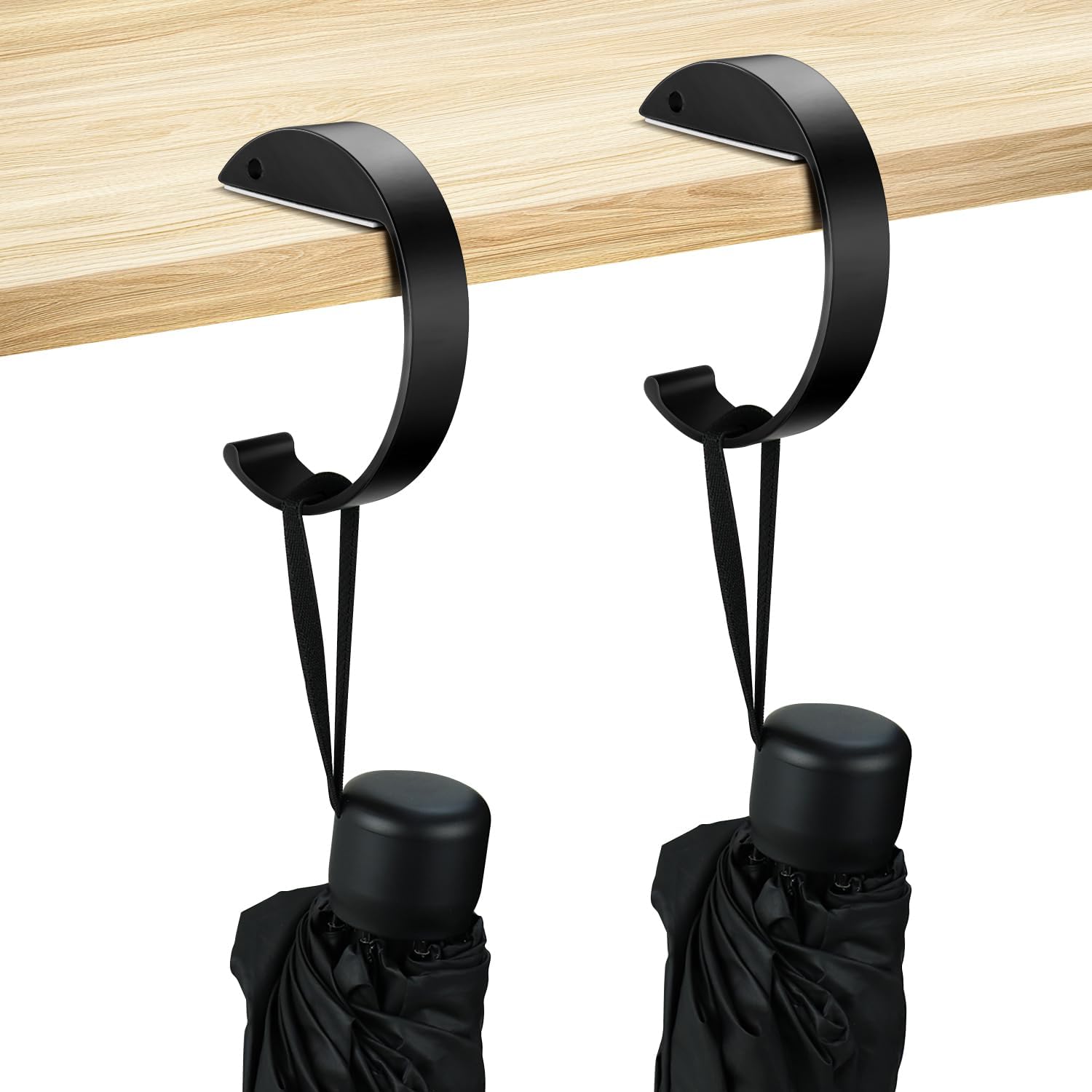 2PCS C Shape Purse Hooks for Table, Headphone Hanger, Aluminum Alloy Desk Heavy Duty Purse Handbag Hooks for Organize Desktop Storage Items (Black) - Image 2