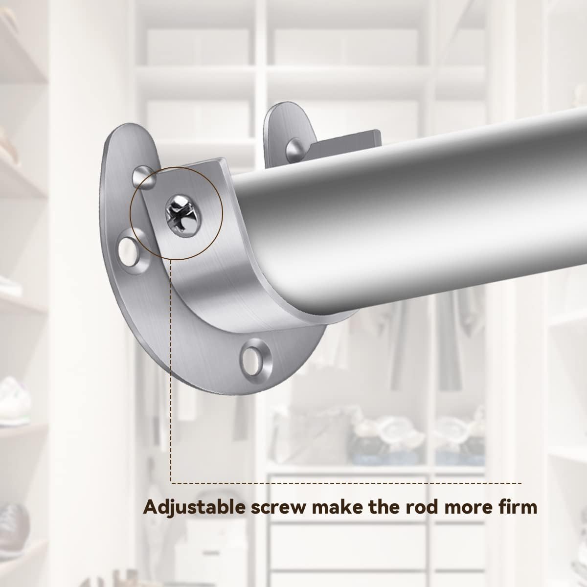 4 Packs Stainless Steel Wardrobe Bracket U-Shaped Rod Socket Flange 1-1/4