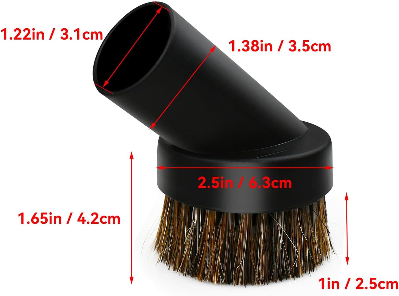 2 Pcs Black Round Dust Brush 25mm Horse Hair for 1.2-1.22in Hose Vacuum Cleaners Accessories - Image 2