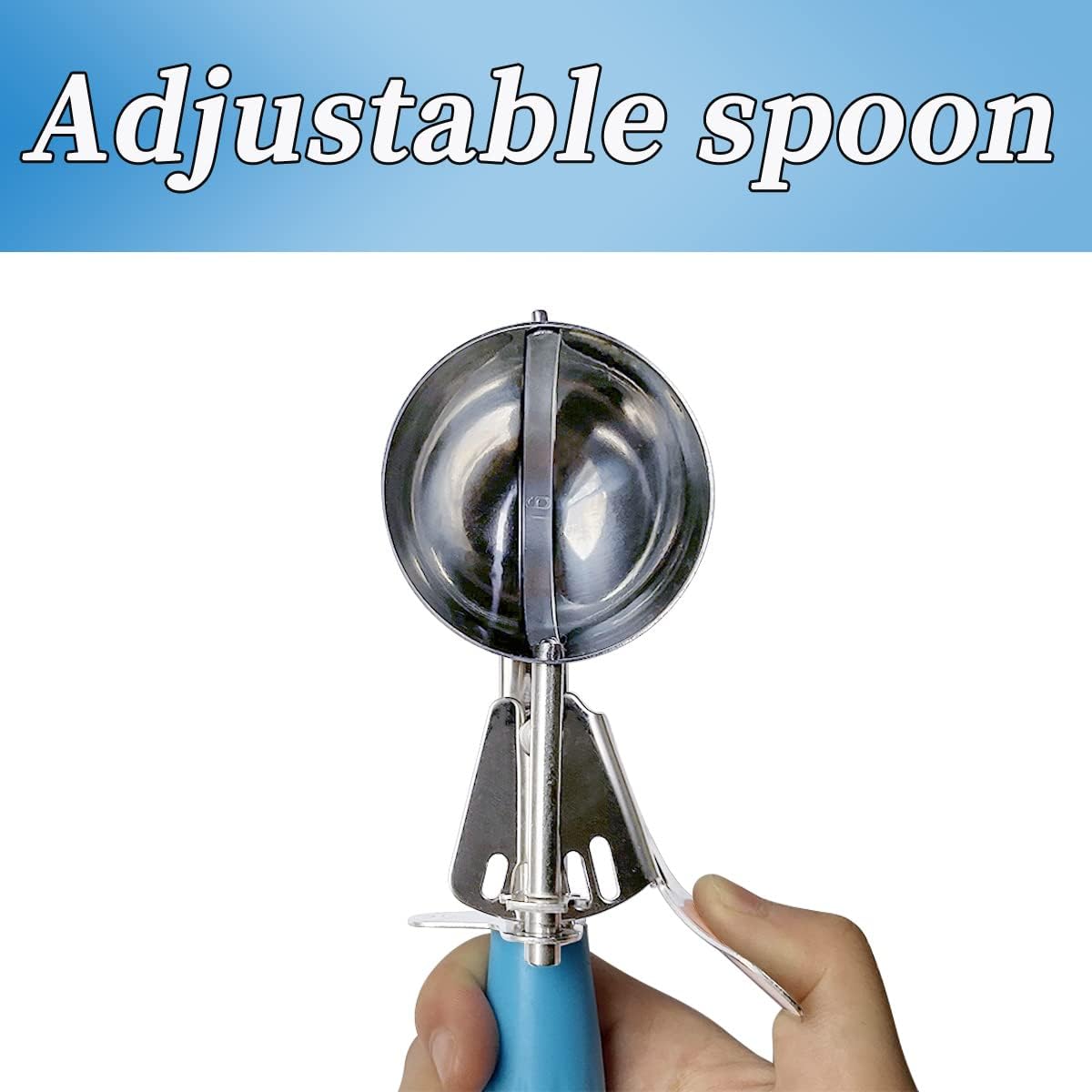 Stainless Steel Ice Cream Scoop Set Dishers Scoops Cookie Scoop Set Food Scoop, Right Handed Scoop, Blue Handle (2.48 Inch) - Image 4