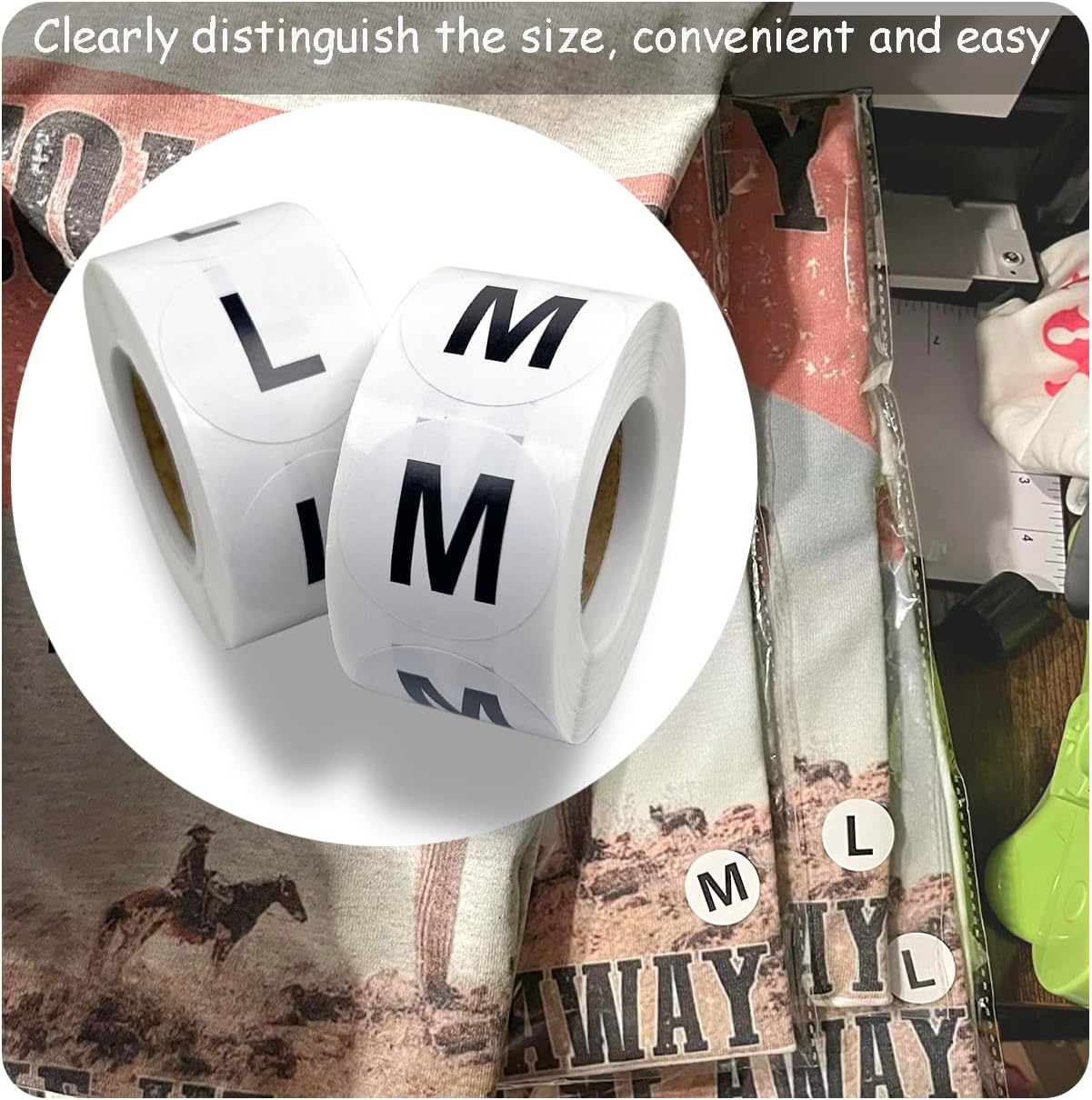 3500 Pcs Clothing Size Stickers, 1 Inch Round Self Adhesive, 7 Sizes XS-S-XXXL for T Shirts (Black) - Image 3