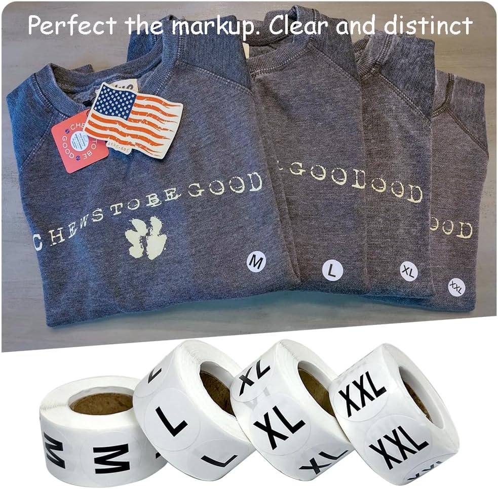 3500 Pcs Clothing Size Stickers, 1 Inch Round Self Adhesive, 7 Sizes XS-S-XXXL for T Shirts (Black) - Image 6