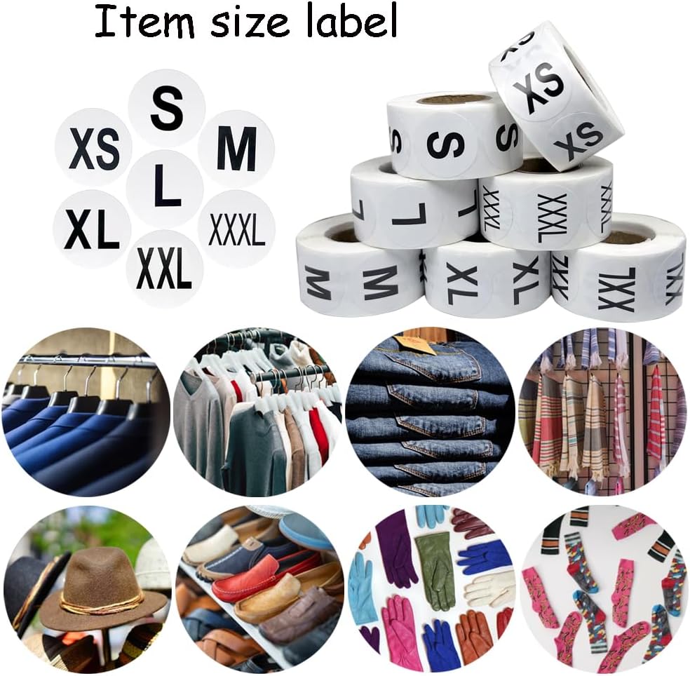 3500 Pcs Clothing Size Stickers, 1 Inch Round Self Adhesive, 7 Sizes XS-S-XXXL for T Shirts (Black) - Image 7