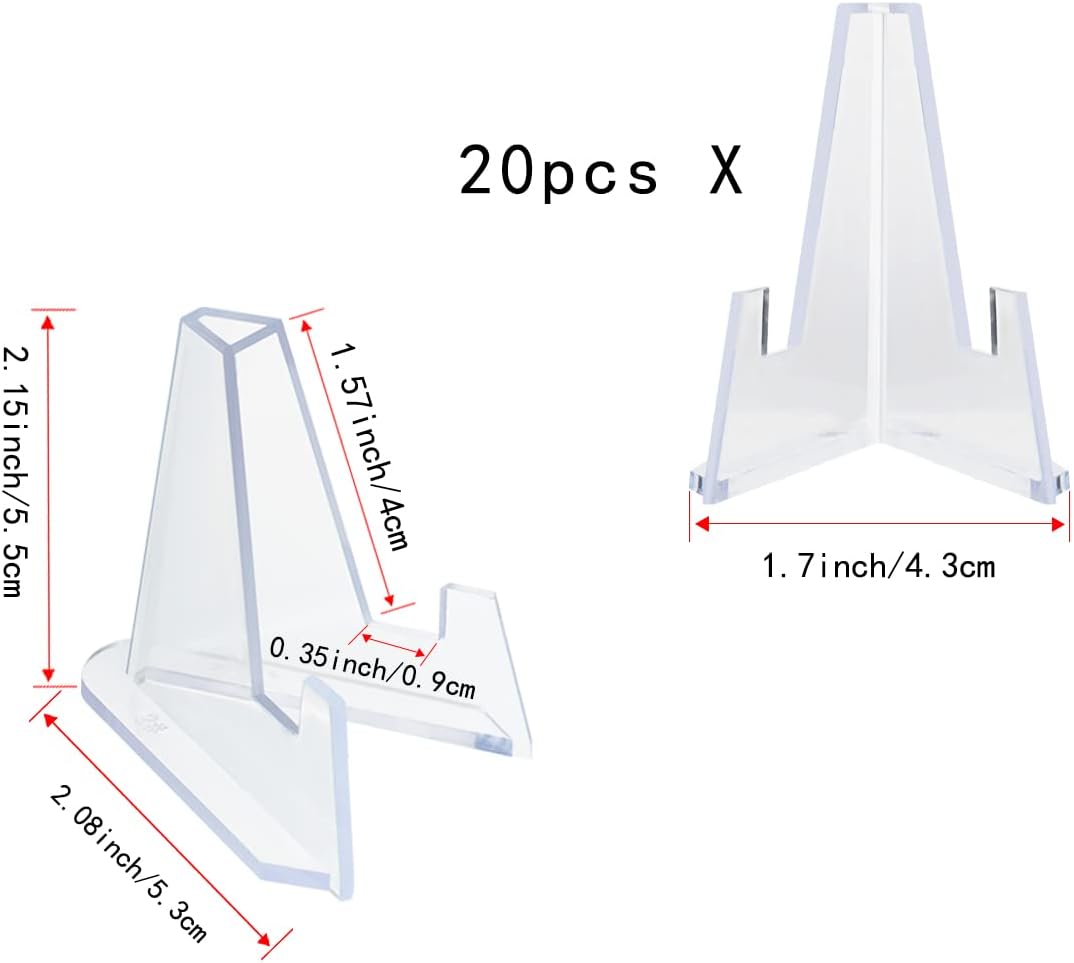 20 Packs Acrylic Easel Stands Display Stand Mini Clear Holder for Displaying Small Artworks, Coins, Pocket Watches, Challenge Medals (2.12x 1.4 Inch) - Image 2