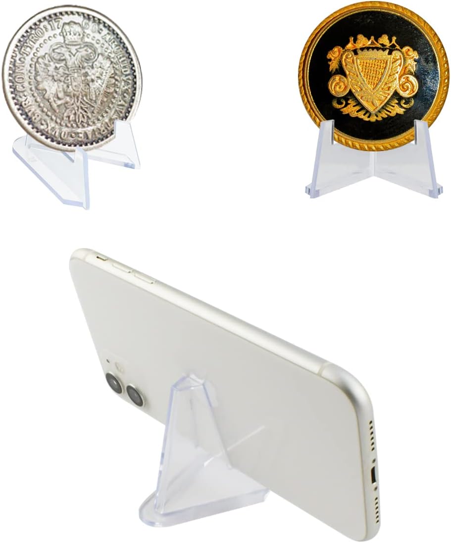 20 Packs Acrylic Easel Stands Display Stand Mini Clear Holder for Displaying Small Artworks, Coins, Pocket Watches, Challenge Medals (2.12x 1.4 Inch) - Image 3