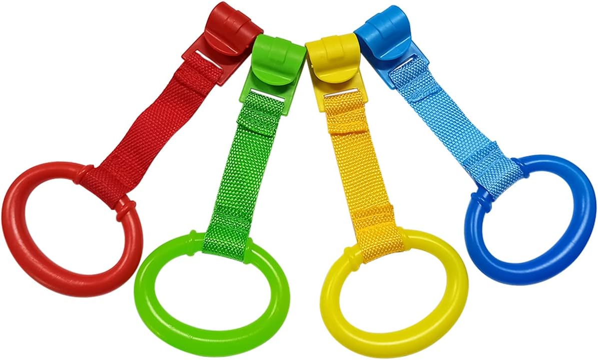 4 PCS 4 Colors Plastic Baby Crib Pull Rings Kids Walking Exercises Assistant Stand Up Cot Hanging Rings for Infant Baby Toddler Practice Tool - Image 7