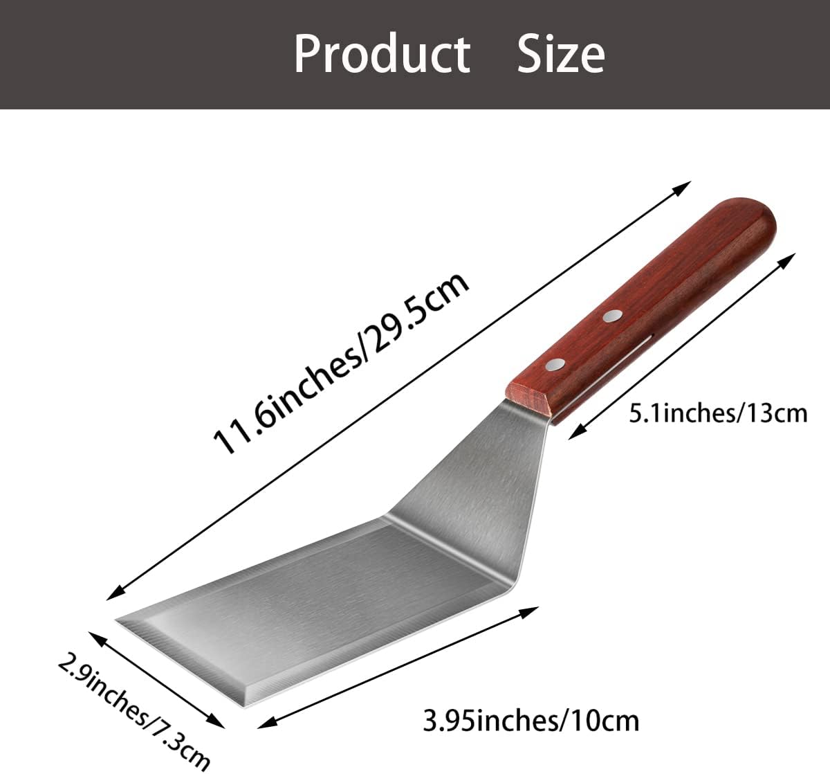 Metal Spatula for Cast Iron Skillet Grill Stainless Steel Spatula for Burger, Fish Turner Griddle Spatula, Spachulas Egg Flipper, Flat Top Metal Spatula for Cooking BBQ - Image 3