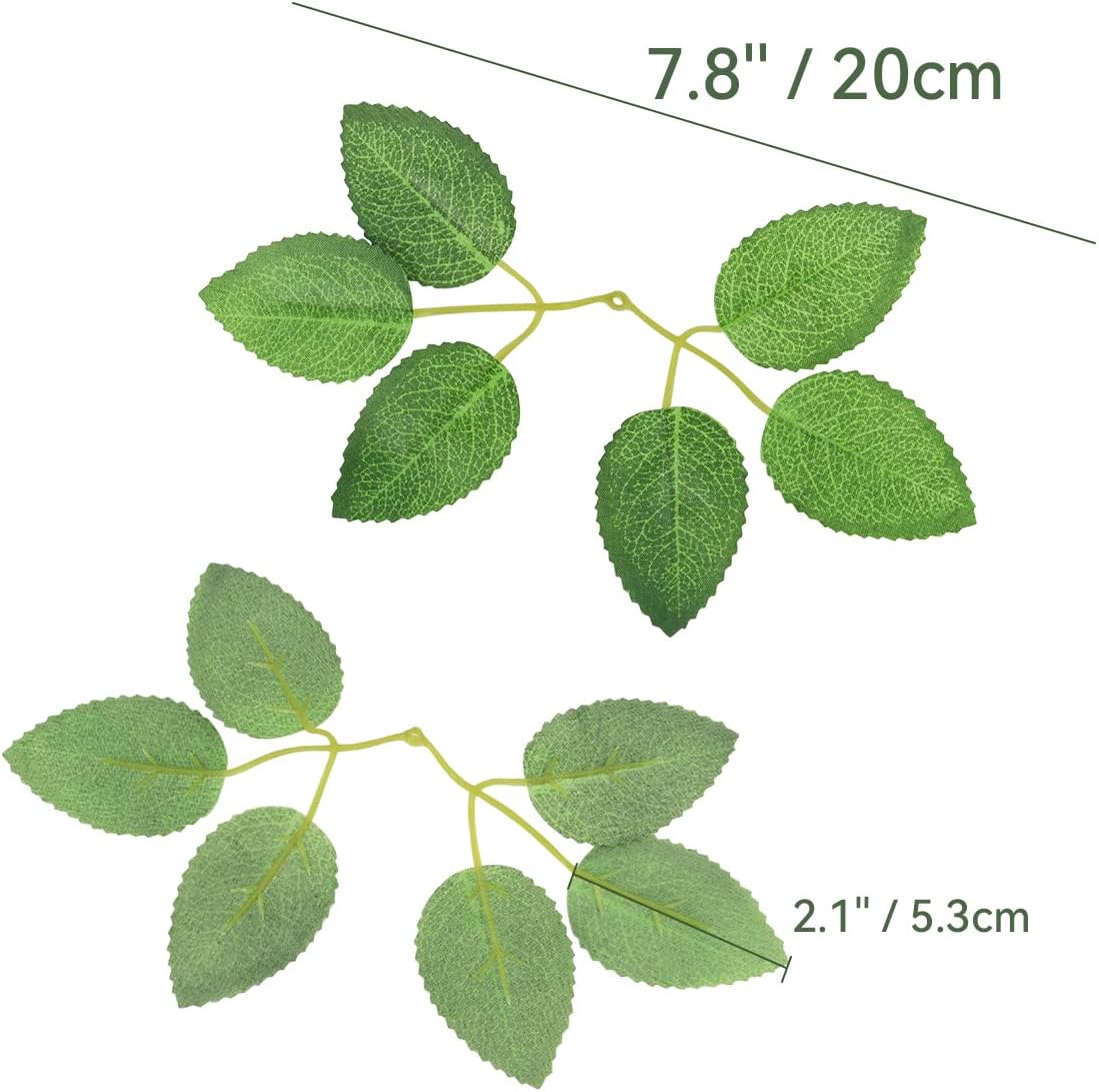 50pcs Artificial Green Leaves, Rose Leaves Artificial, Bulk Fake Leaves Greenery Leaves for DIY Wedding Birthday Party Bridal Shower Bouquets Centerpieces Home Decorations - Image 3