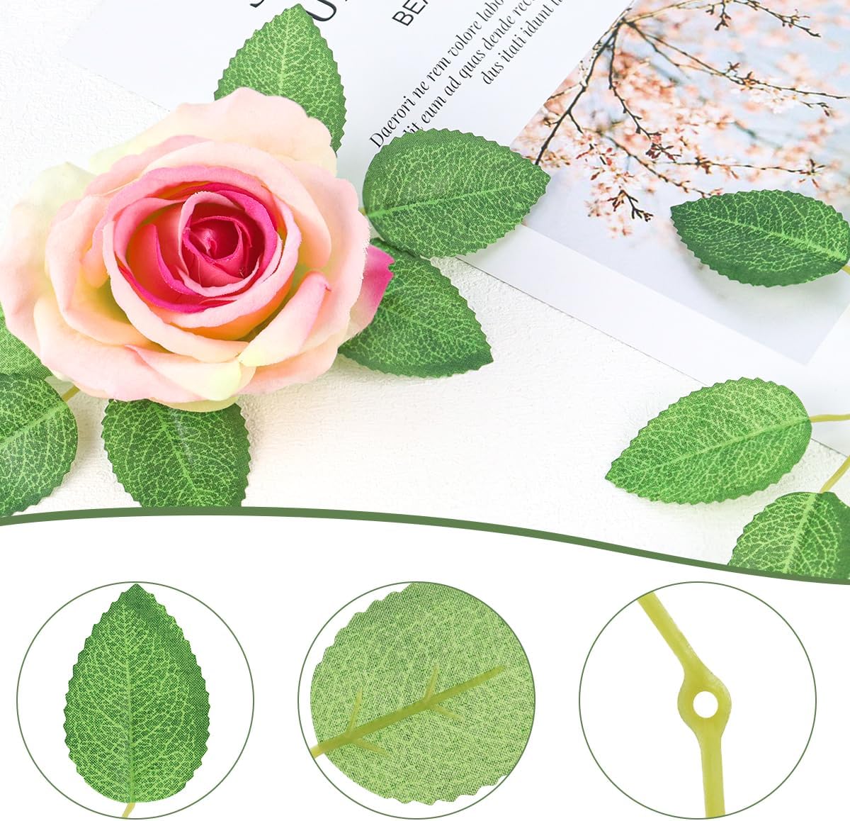 50pcs Artificial Green Leaves, Rose Leaves Artificial, Bulk Fake Leaves Greenery Leaves for DIY Wedding Birthday Party Bridal Shower Bouquets Centerpieces Home Decorations - Image 4