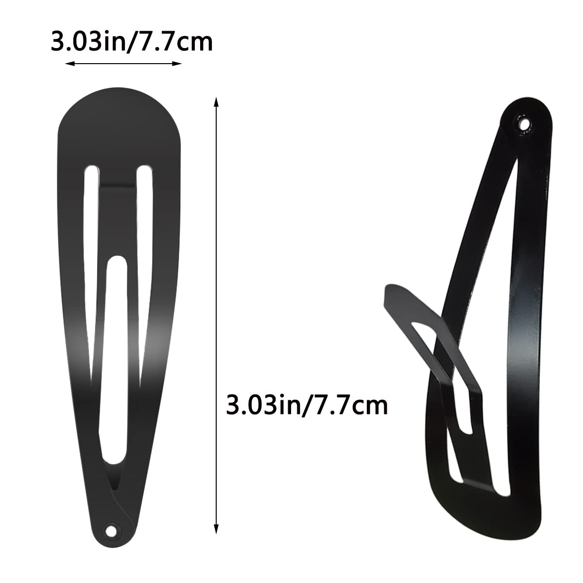 30 Pcs Snap Hair Clips, 3.1 Inch Big Size Barrettes Women No Slip Metal Snap Hair Clips Large Hair Pins(Black) - Image 2