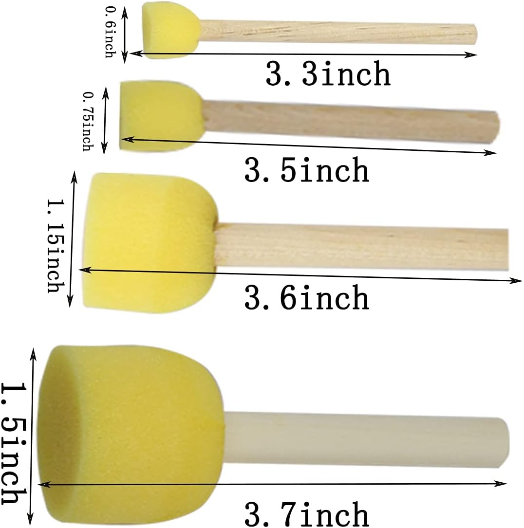 20 pcs Round Sponges Brush Set, 4 Sizes Paint Tools for Kids - Image 4