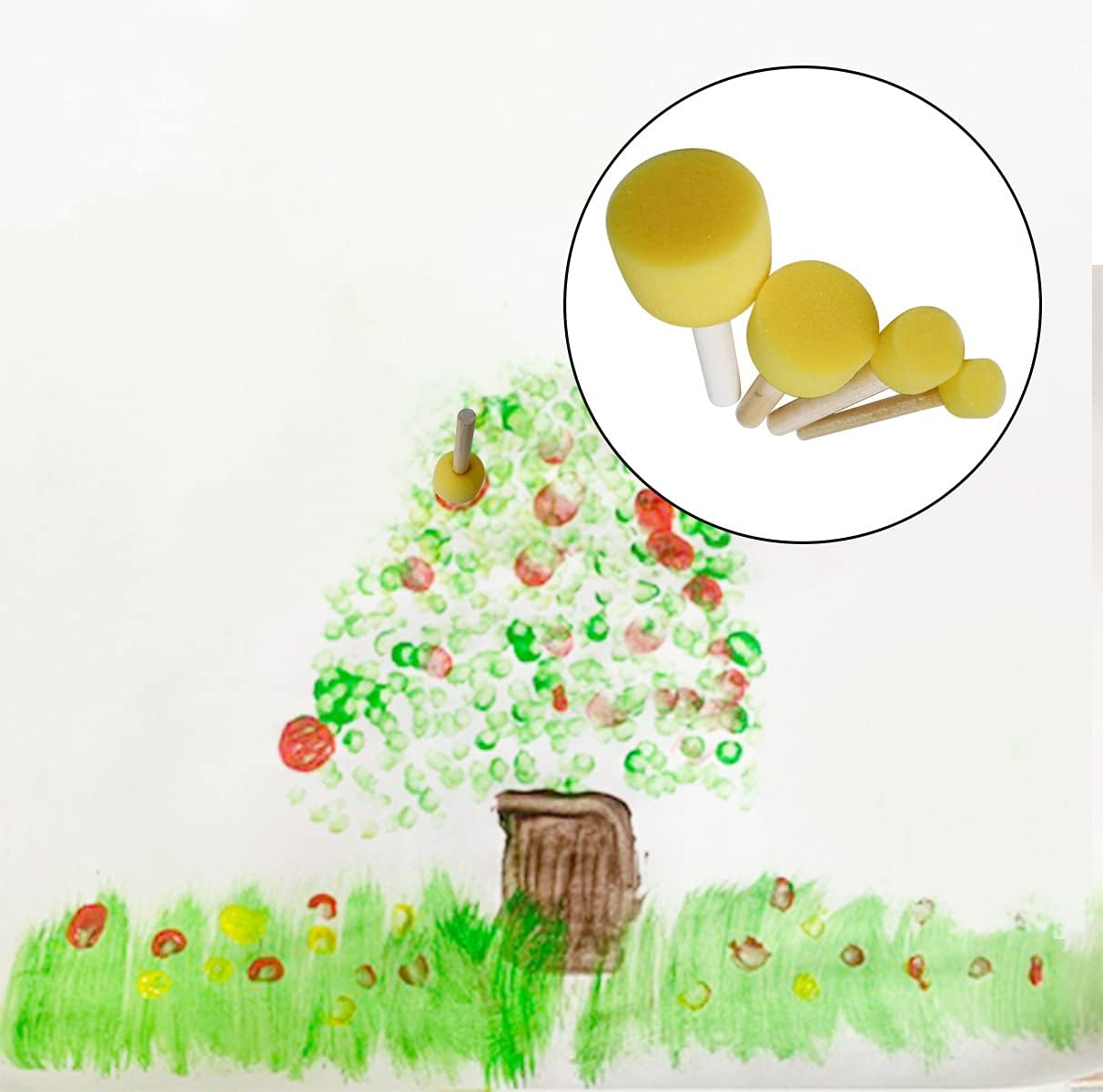 20 pcs Round Sponges Brush Set, 4 Sizes Paint Tools for Kids - Image 6
