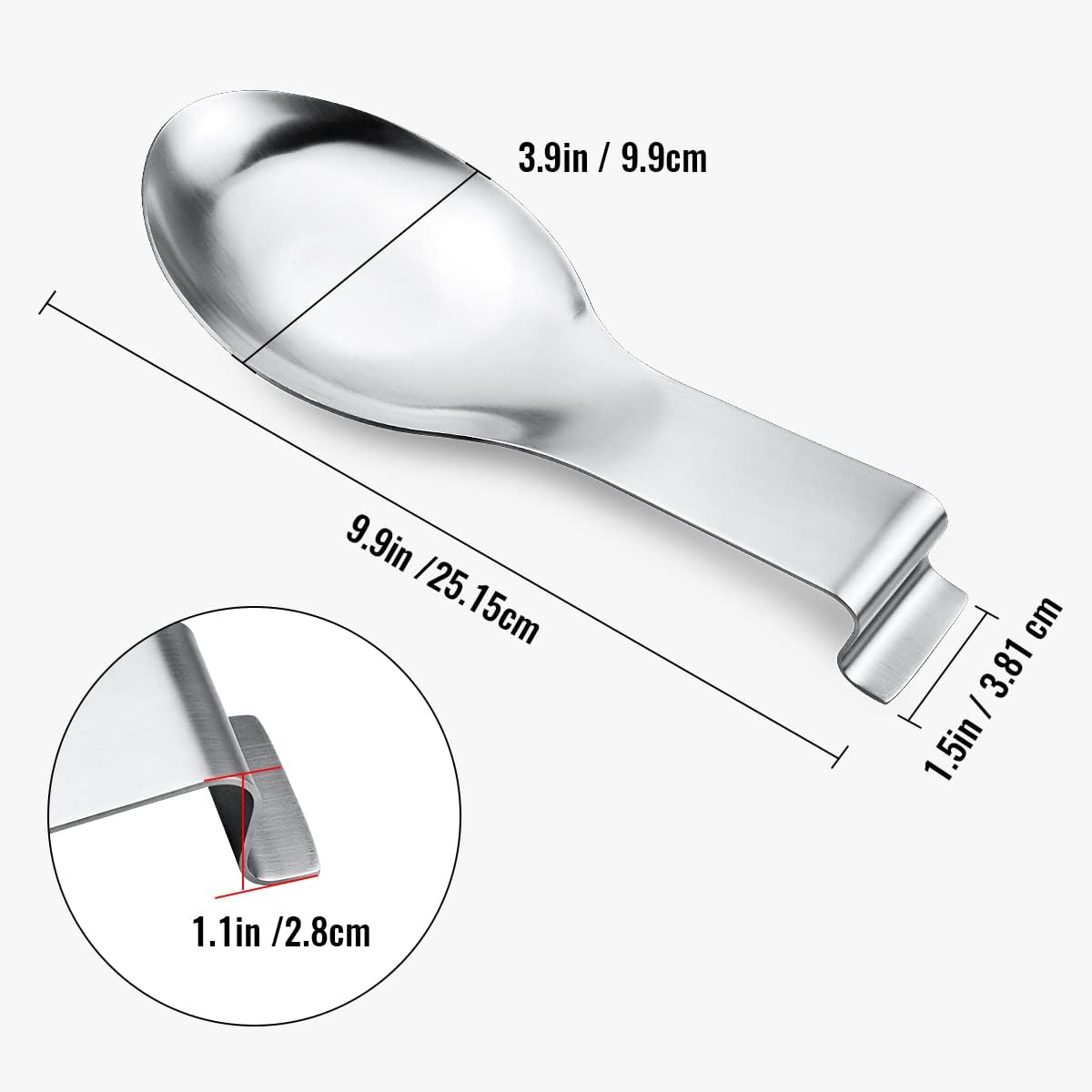 1 PCS Stainless Steel Spoon Rest, Spoon Holder for Stove Top, Utensil Spoon Rest Holder, kitchen utensils Holder for Ladles, Spatula, Cooking Utensils or Kitchen Tools (Silver) - Image 2