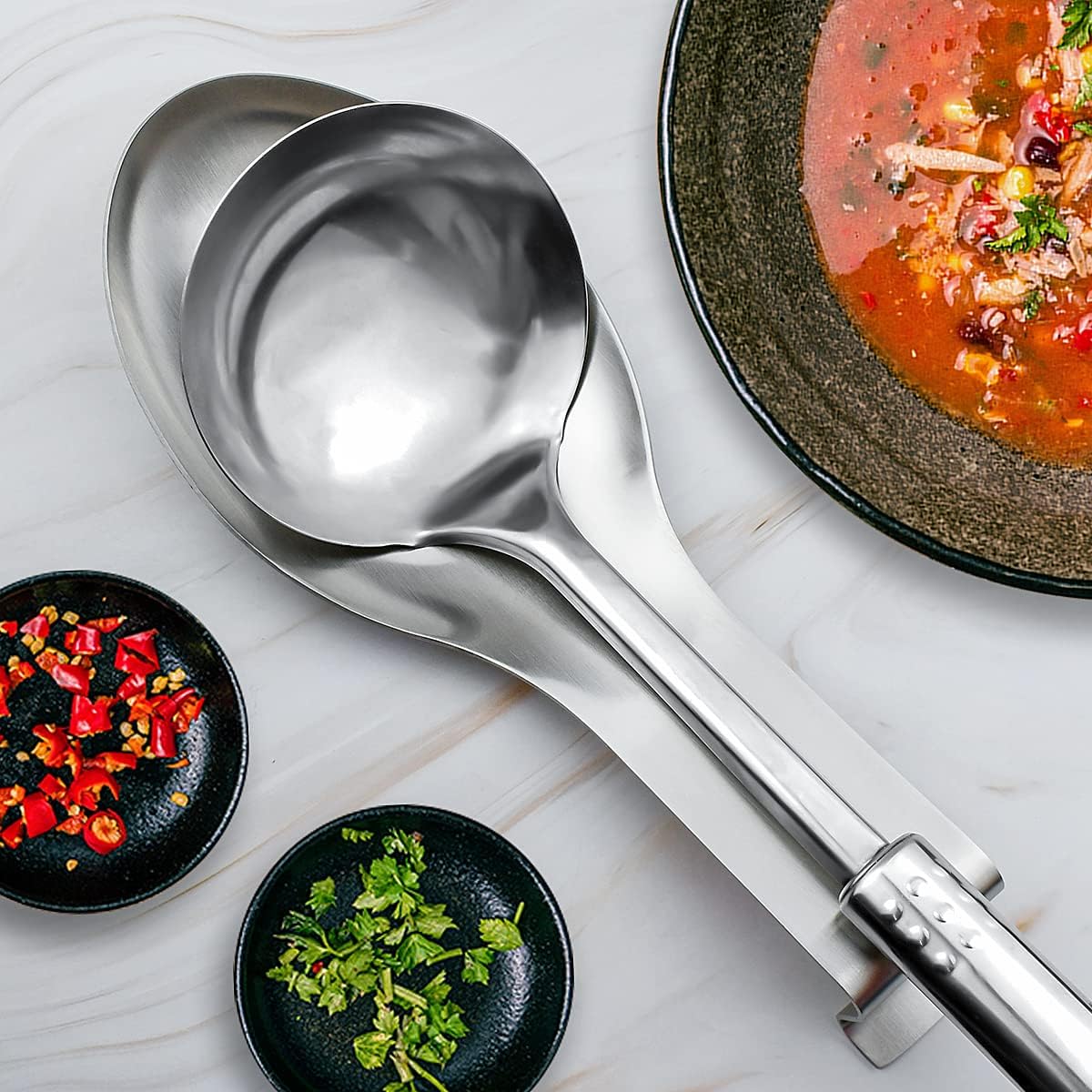 1 PCS Stainless Steel Spoon Rest, Spoon Holder for Stove Top, Utensil Spoon Rest Holder, kitchen utensils Holder for Ladles, Spatula, Cooking Utensils or Kitchen Tools (Silver) - Image 3