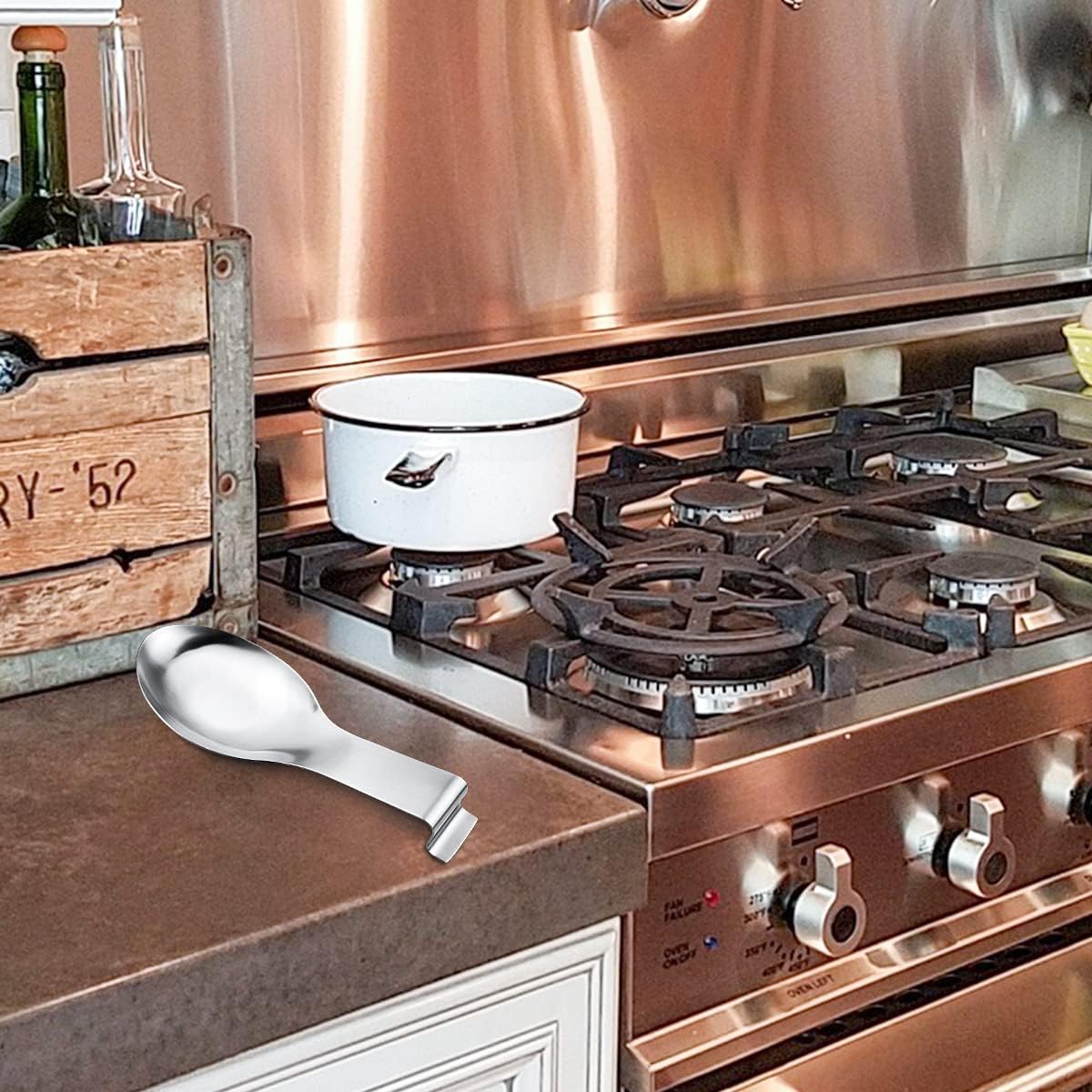 1 PCS Stainless Steel Spoon Rest, Spoon Holder for Stove Top, Utensil Spoon Rest Holder, kitchen utensils Holder for Ladles, Spatula, Cooking Utensils or Kitchen Tools (Silver) - Image 4