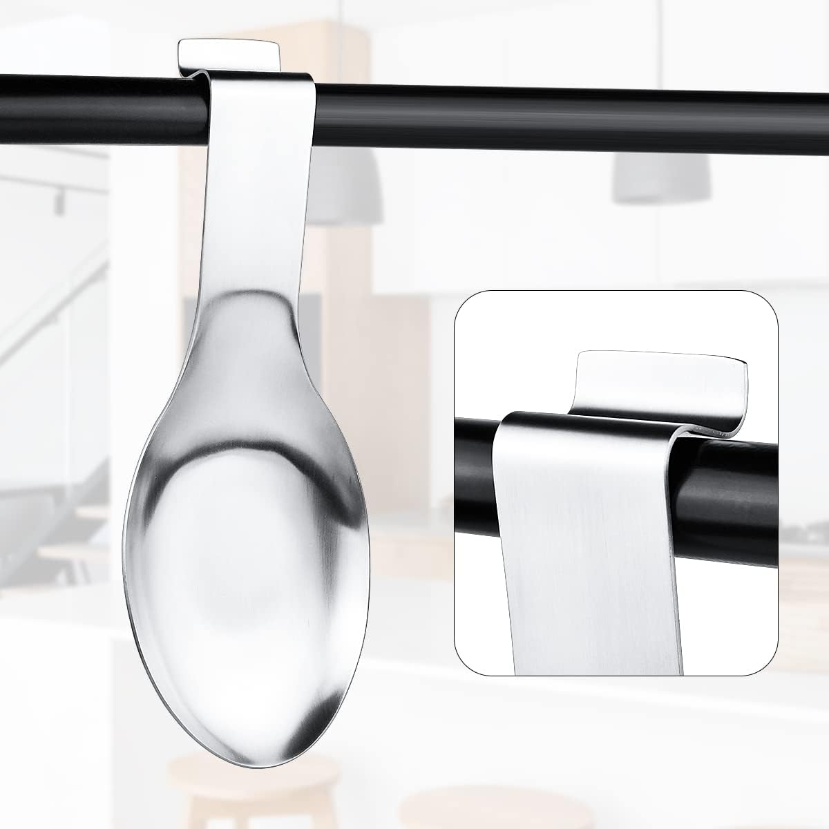 1 PCS Stainless Steel Spoon Rest, Spoon Holder for Stove Top, Utensil Spoon Rest Holder, kitchen utensils Holder for Ladles, Spatula, Cooking Utensils or Kitchen Tools (Silver) - Image 6