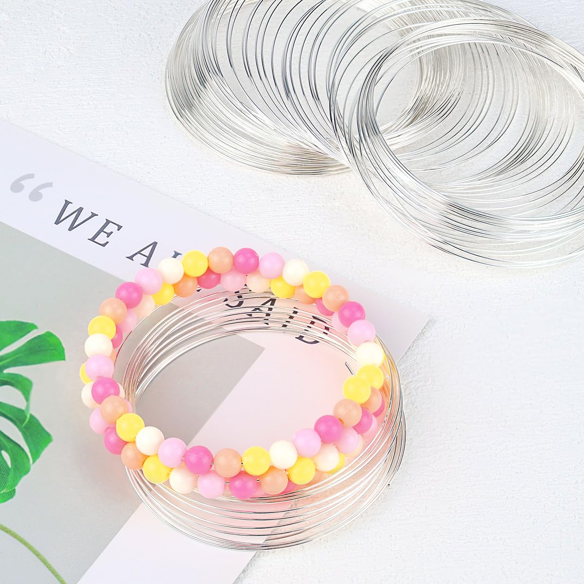 200 Loops Memory Steel Wire for Jewelry Making Supplies, 0.6mm Bangle Bracelet Wire Memory Beading Wire for Art Creation Necklace DIY Crafts Making (Silver) - Image 3