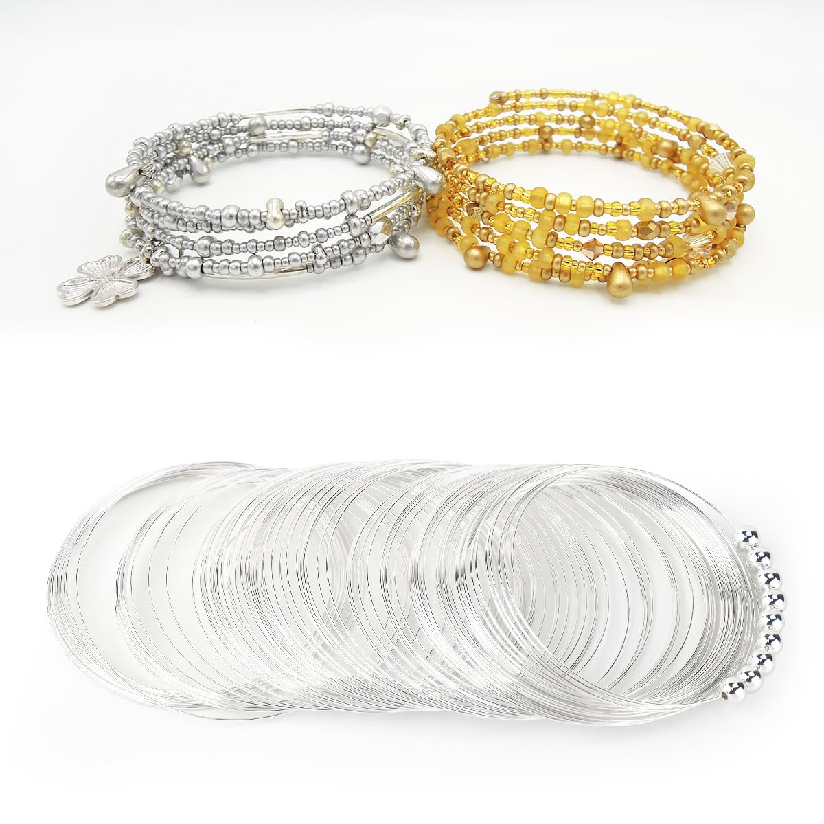 200 Loops Memory Steel Wire for Jewelry Making Supplies, 0.6mm Bangle Bracelet Wire Memory Beading Wire for Art Creation Necklace DIY Crafts Making (Silver) - Image 6