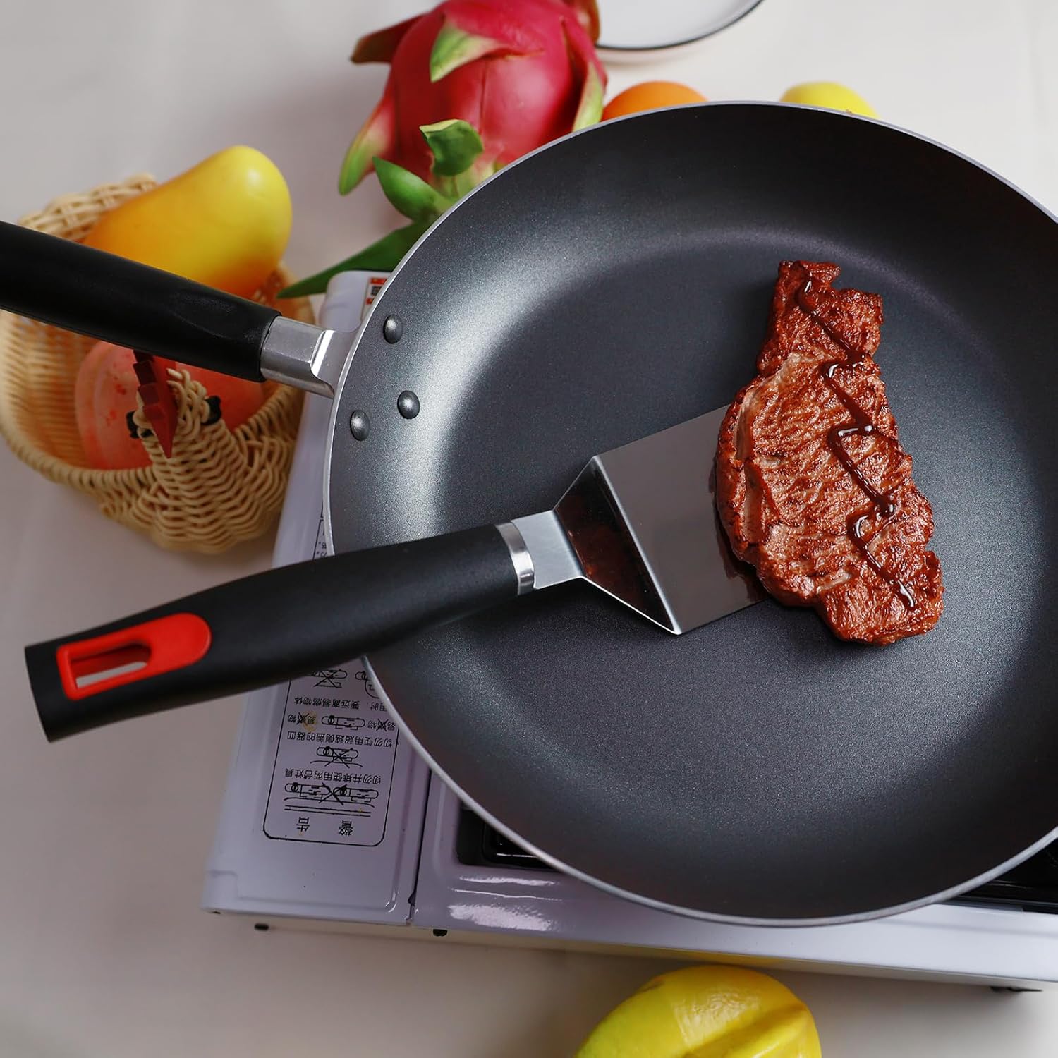 Spatula Set Stainless Steel Kitchen Metal Spatula for Cast Iron Skillet with Silicone Handle, Fish Spatula Turner Flipper for Pancake Burger Egg Cooking Spatulas BBQ Grill Griddle - Image 6