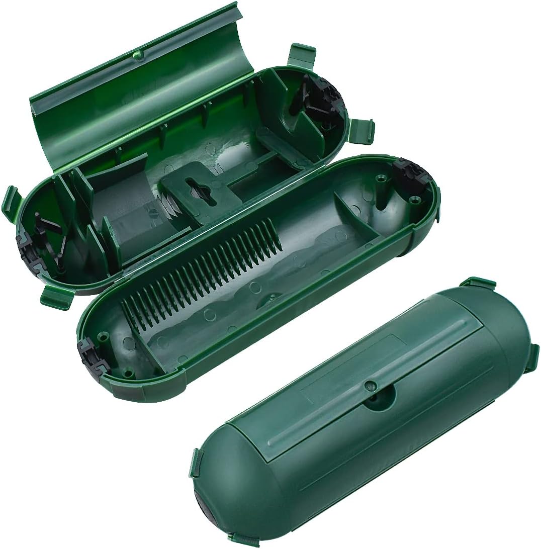 2 Pcs Outdoor Waterproof Extension Cord Safety Box Weatherproof Resistant Seal Housing IP44Waterproof Connection Box for Protect Holiday String Lights Wires and Plugs (Green) - Image 1
