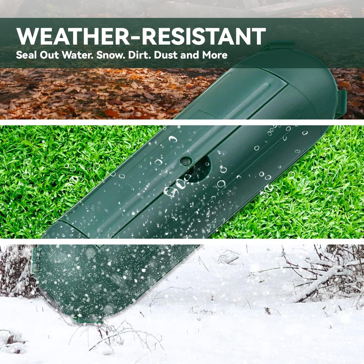 2 Pcs Outdoor Waterproof Extension Cord Safety Box Weatherproof Resistant Seal Housing IP44Waterproof Connection Box for Protect Holiday String Lights Wires and Plugs (Green) - Image 2