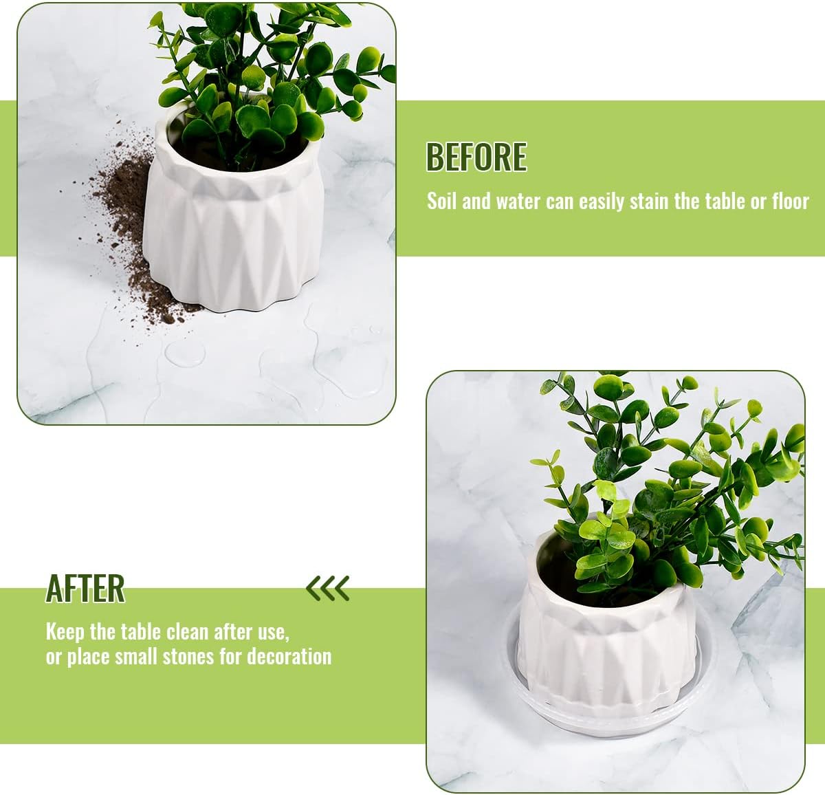9 Pack Clear Plastic Plant Saucer, Durable Plant Trays Flower Plant Pot Saucer Plant Container Accessories for Indoors & Outdoors, Stop Messes & Stains in Your Garden (6