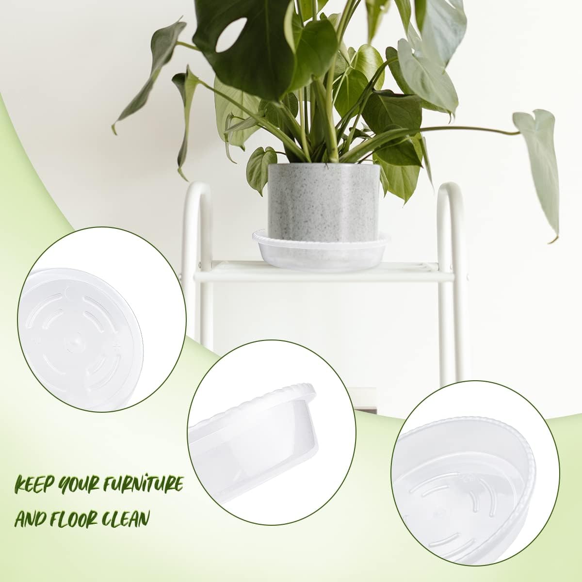 9 Pack Clear Plastic Plant Saucer, Durable Plant Trays Flower Plant Pot Saucer Plant Container Accessories for Indoors & Outdoors, Stop Messes & Stains in Your Garden (6