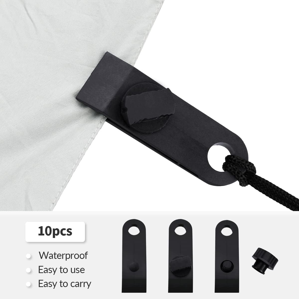 10 Pcs Heavy Duty Tarp Clips Shark Tent Fasteners Clips Holder for Car Covers, Outdoor Camping, Awnings, Swimming Pool Covers Black - Image 3