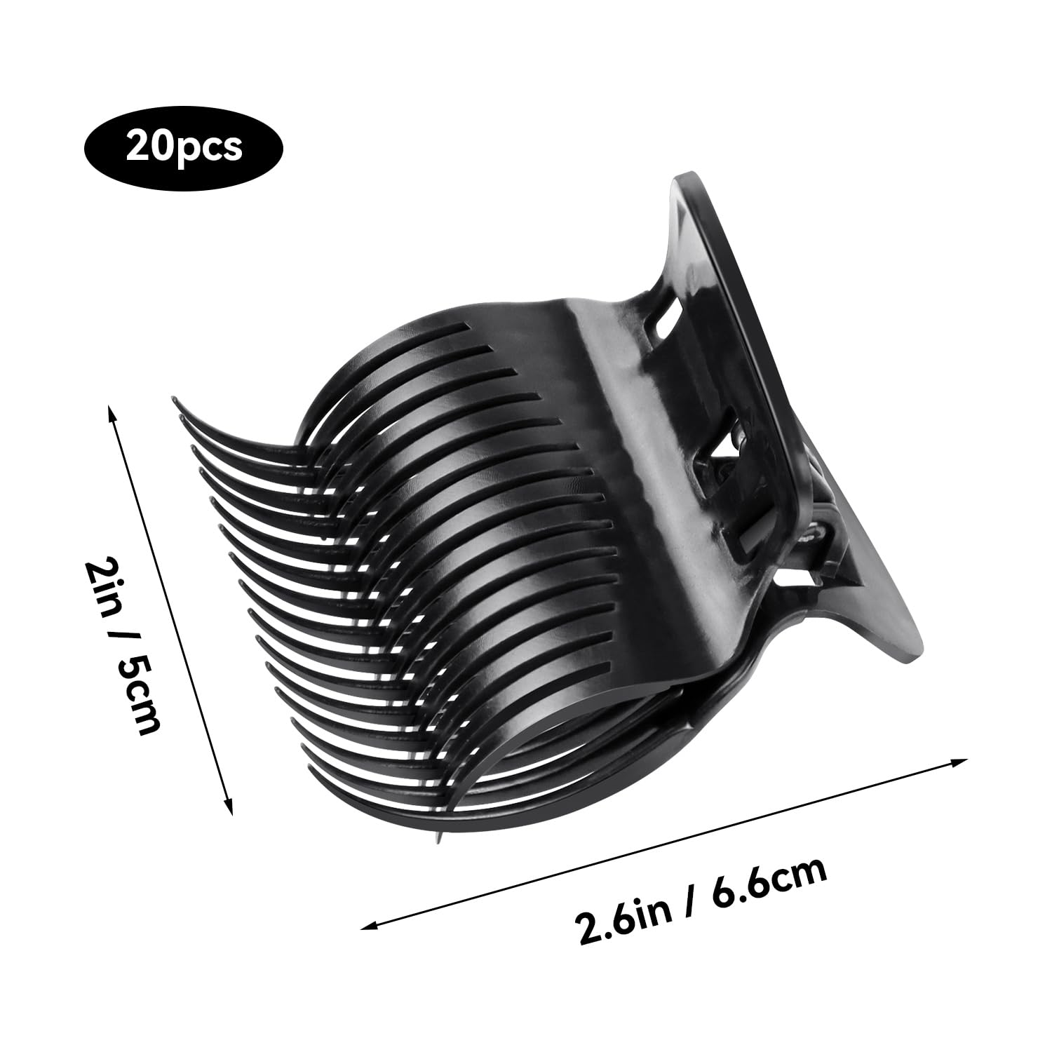20 Pcs Hot Roller Clips for Hair, Curler Claw Clip for Women Hair Section Styling (Black, 2inch) - Image 2