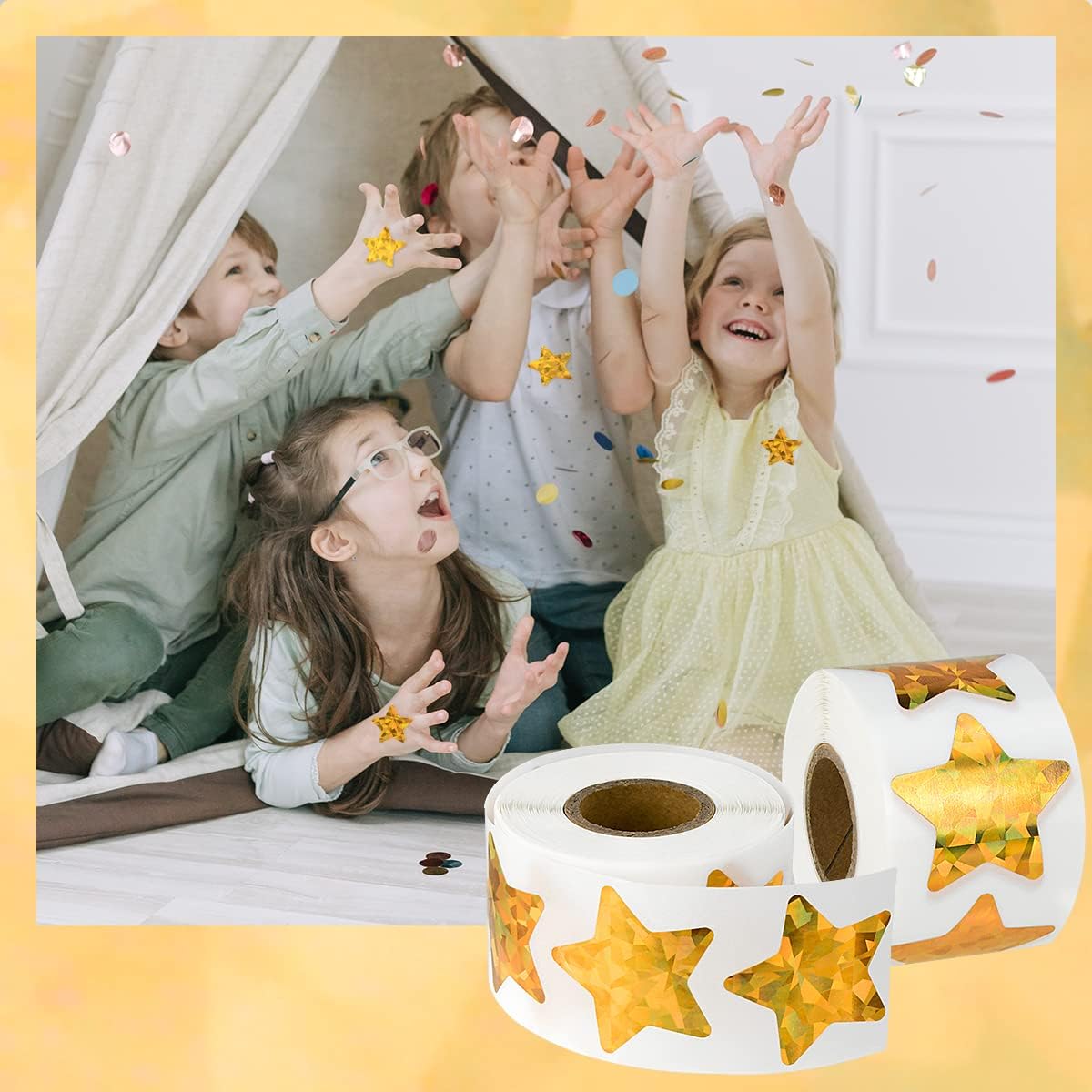 1000 Pcs Large Holographic Gold Star Stickers, 1.5