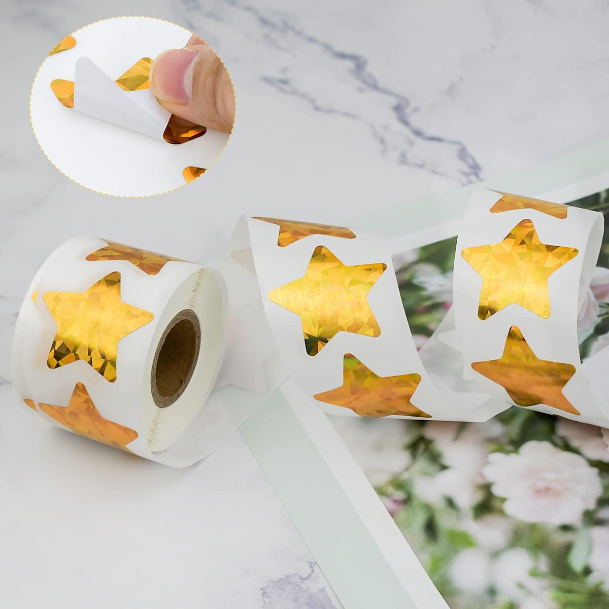 1000 Pcs Large Holographic Gold Star Stickers, 1.5