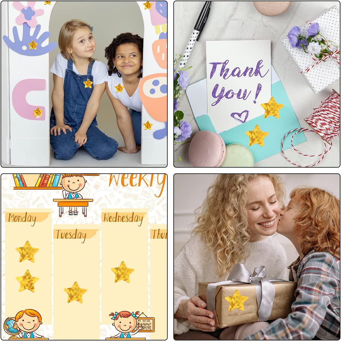 1000 Pcs Large Holographic Gold Star Stickers, 1.5
