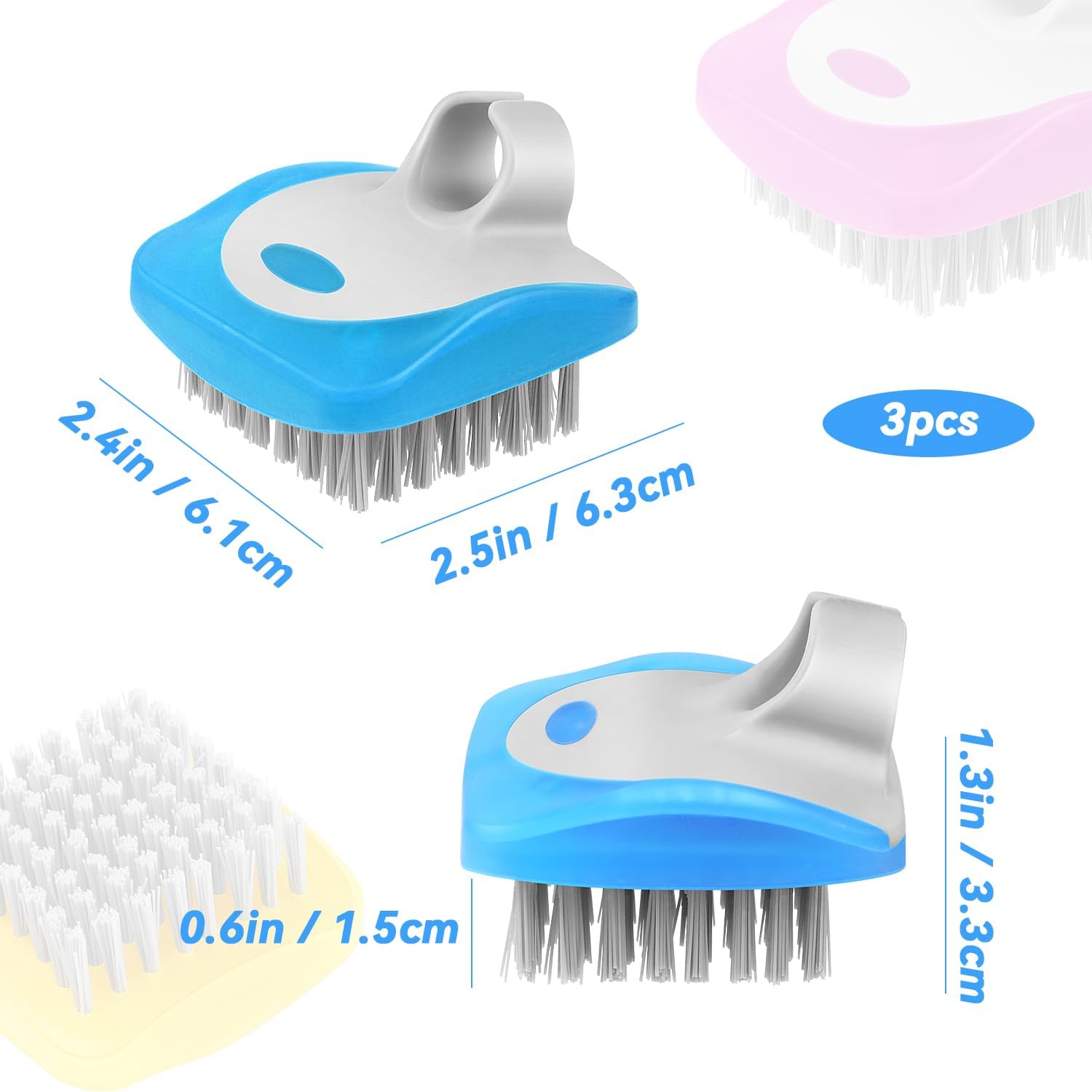 3 Piece Potato Scrubber Brush Vegetable Brush Comfortable Finger Grip Fruit Cleaning Tools for Washing Fruit Mushrooms Carrot or Tough-Skinned Vegetables(3 Color) - Image 3