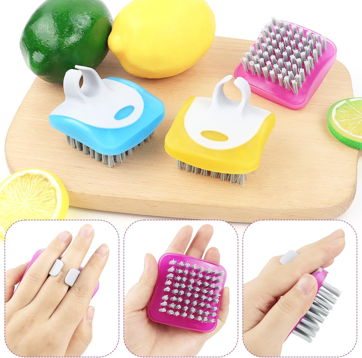 3 Piece Potato Scrubber Brush Vegetable Brush Comfortable Finger Grip Fruit Cleaning Tools for Washing Fruit Mushrooms Carrot or Tough-Skinned Vegetables(3 Color) - Image 4
